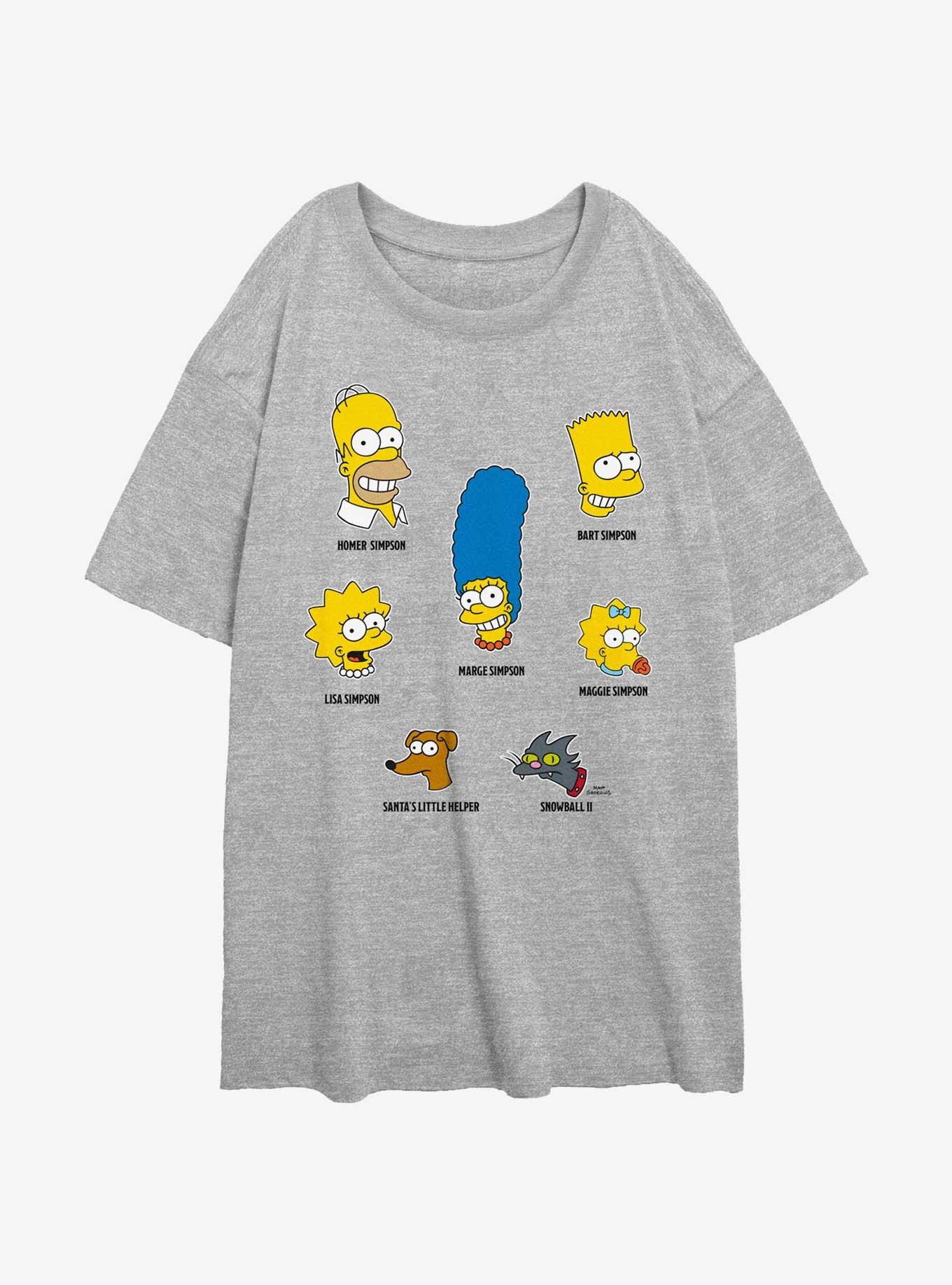 The Simpsons Family Faces Womens Oversized T-Shirt, ATH HTR, hi-res