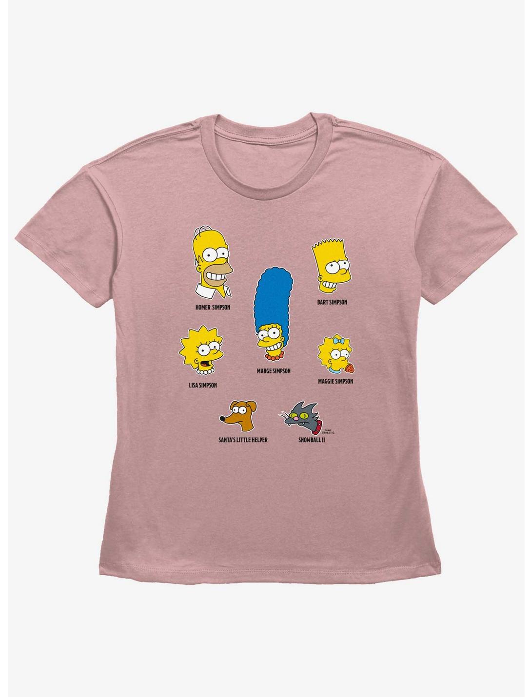 The Simpsons Family Faces Womens Straight Fit T-Shirt, DESERTPNK, hi-res