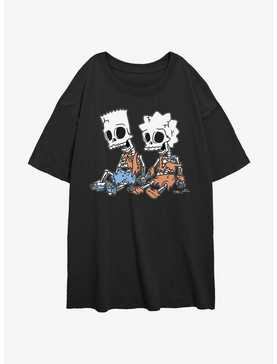 The Simpsons Skeleton Bart And Lisa Womens Oversized T-Shirt, , hi-res