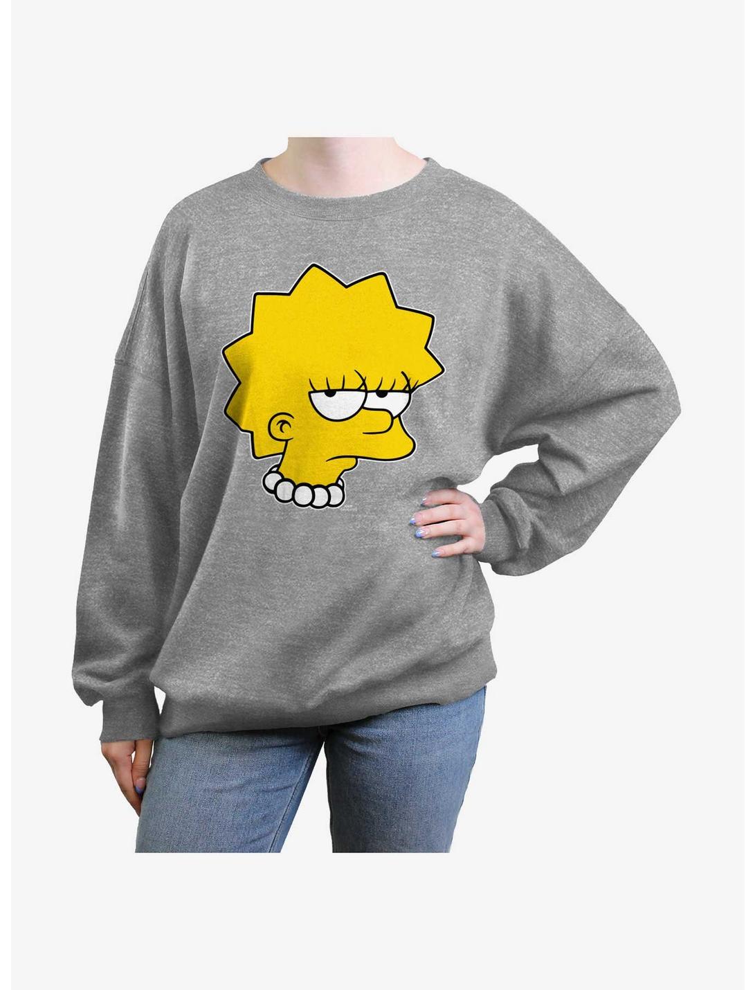 The Simpsons Unamused Lisa Womens Oversized Sweatshirt, HEATHER GR, hi-res