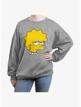 The Simpsons Unamused Lisa Womens Oversized Sweatshirt, HEATHER GR, hi-res