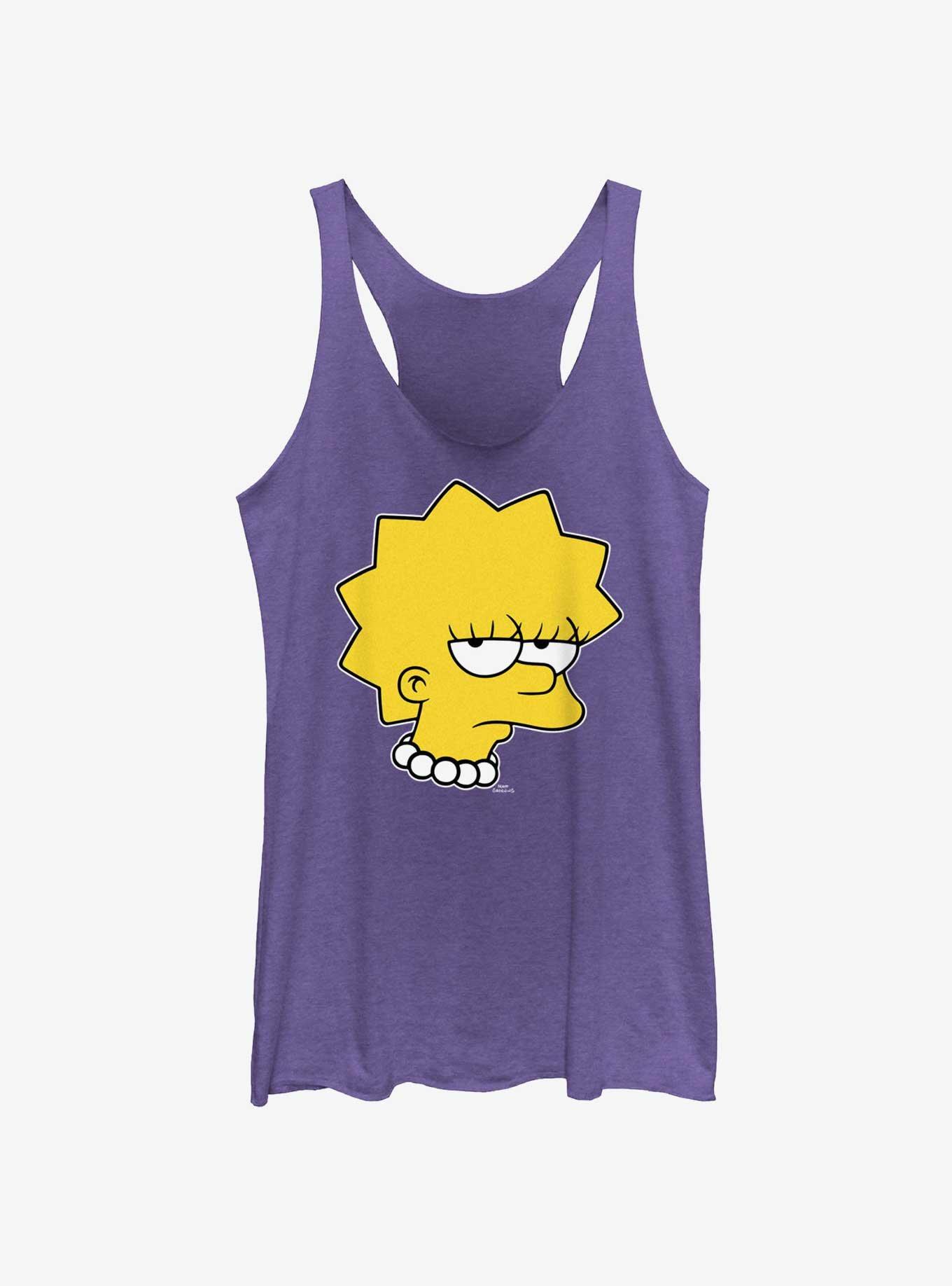 The Simpsons Unamused Lisa Womens Tank Top, PUR HTR, hi-res