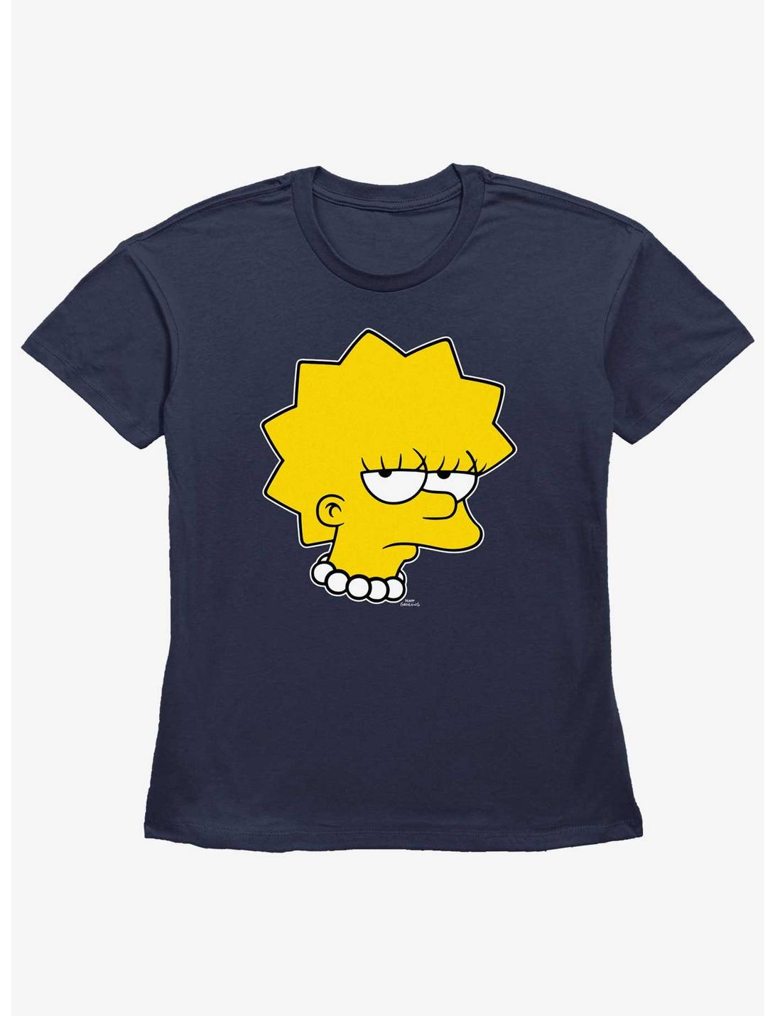 The Simpsons Unamused Lisa Womens Straight Fit T-Shirt, NAVY, hi-res