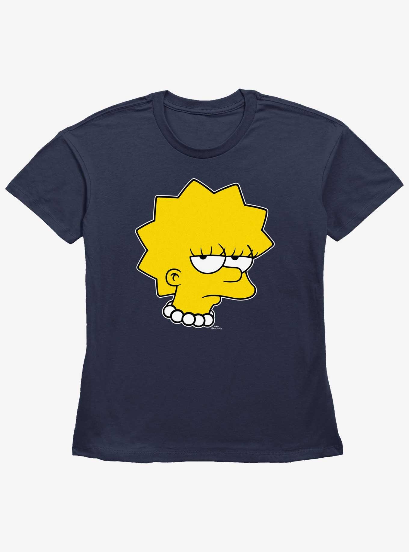 The Simpsons Unamused Lisa Womens Straight Fit T-Shirt, NAVY, hi-res