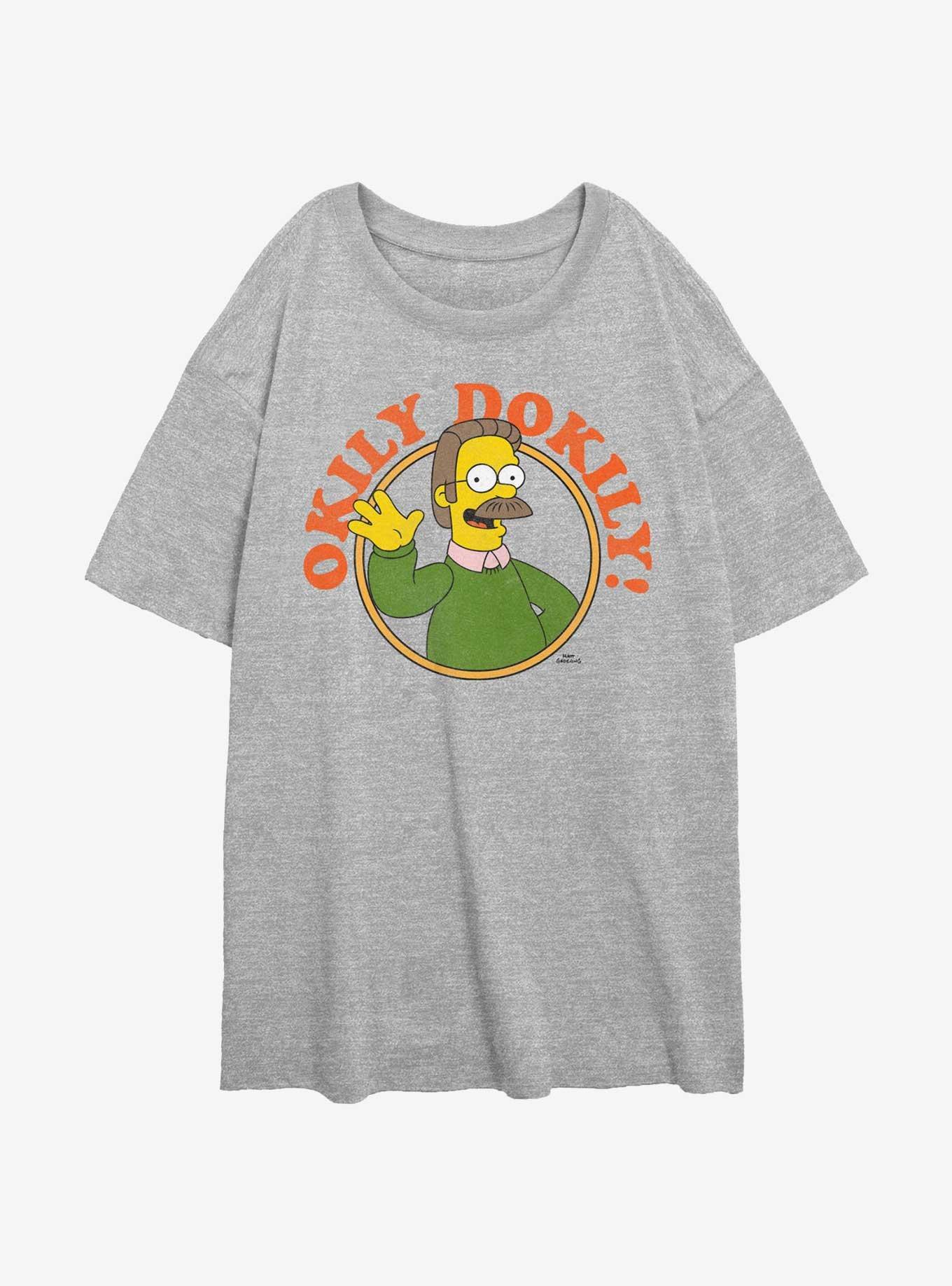 The Simpsons Okily Dokily Ned Flanders Womens Oversized T-Shirt, , hi-res