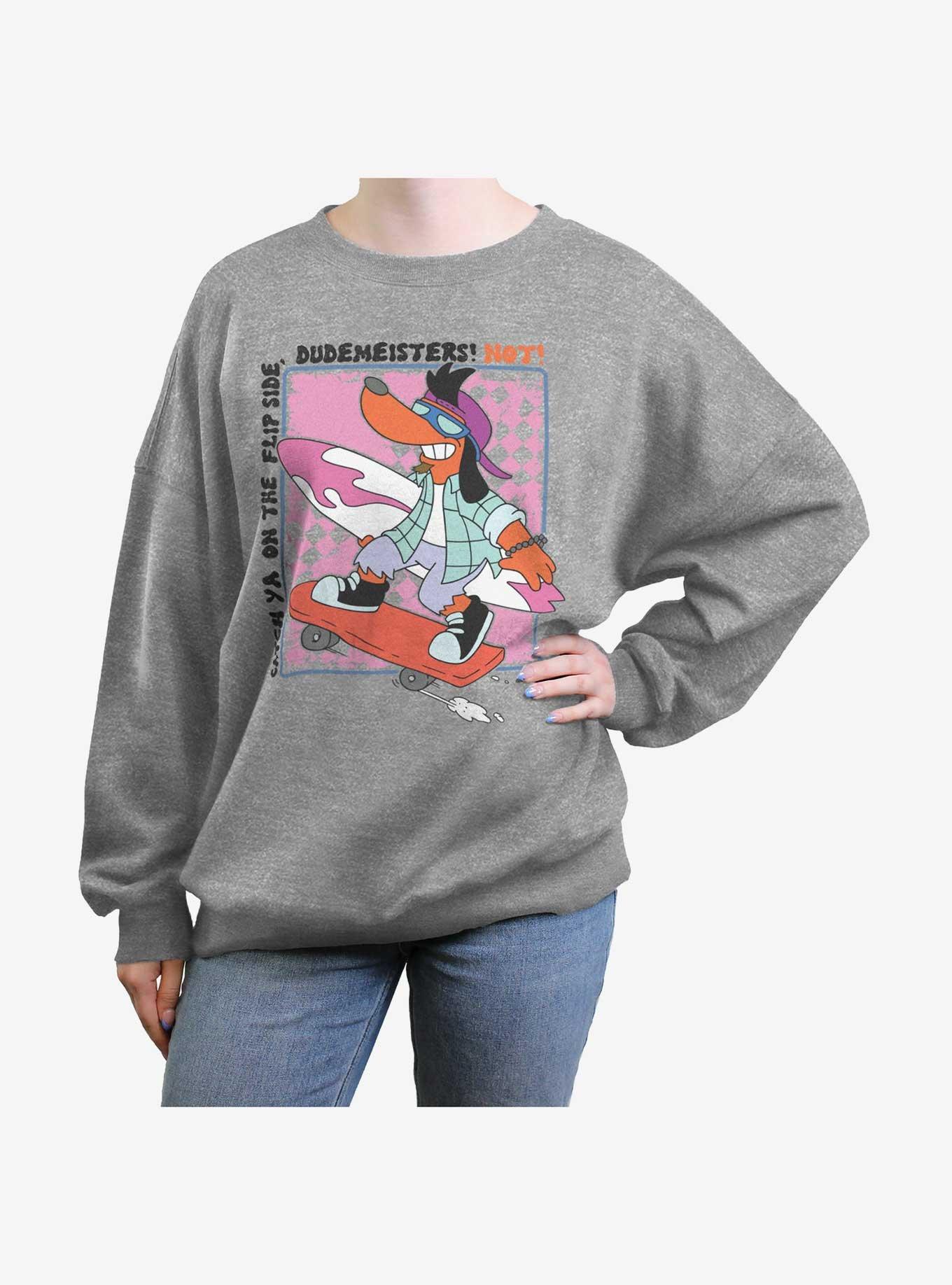 The Simpsons Poochie Dudemeisters Womens Oversized Sweatshirt, HEATHER GR, hi-res