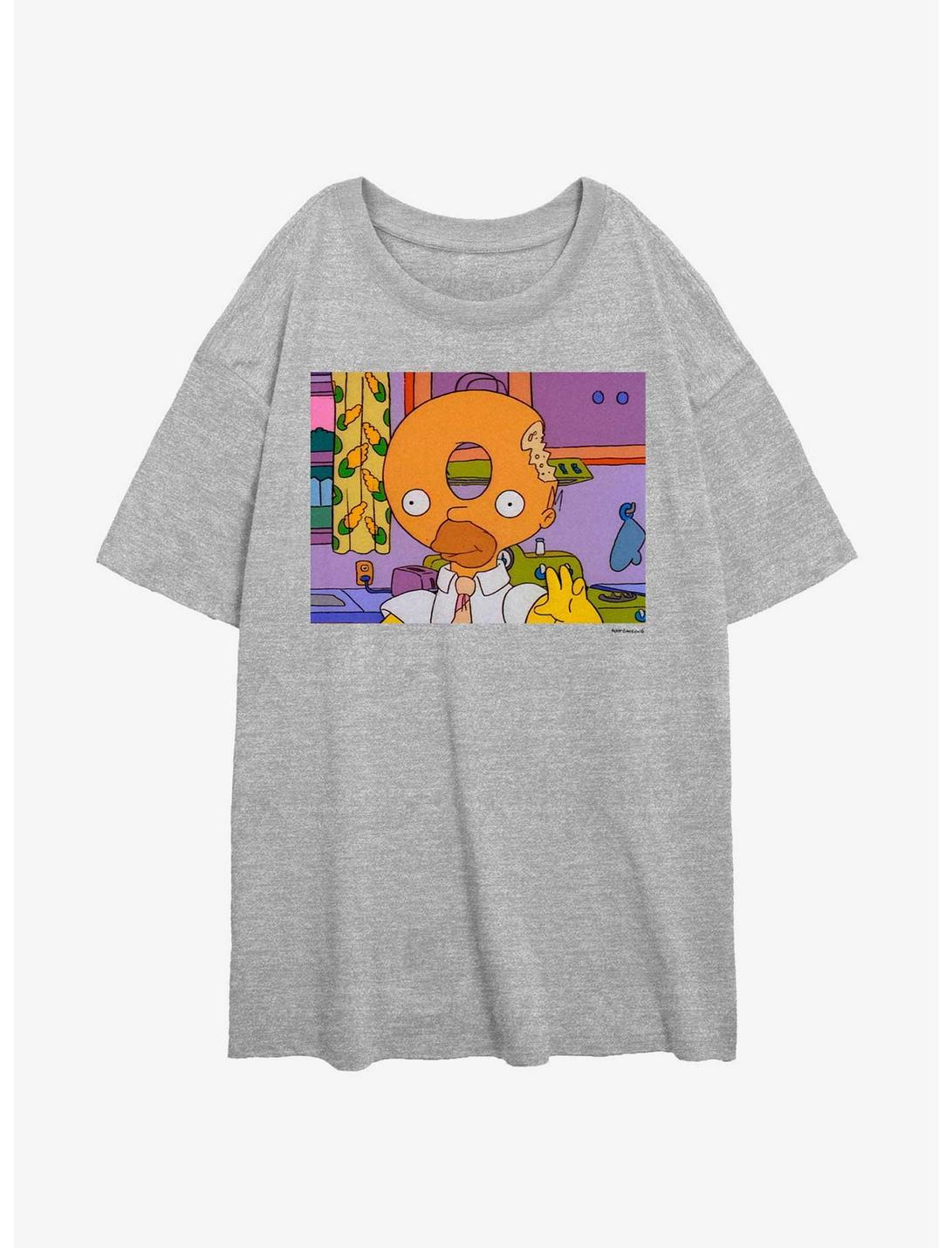 The Simpsons Donut Head Homer Womens Oversized T-Shirt, ATH HTR, hi-res