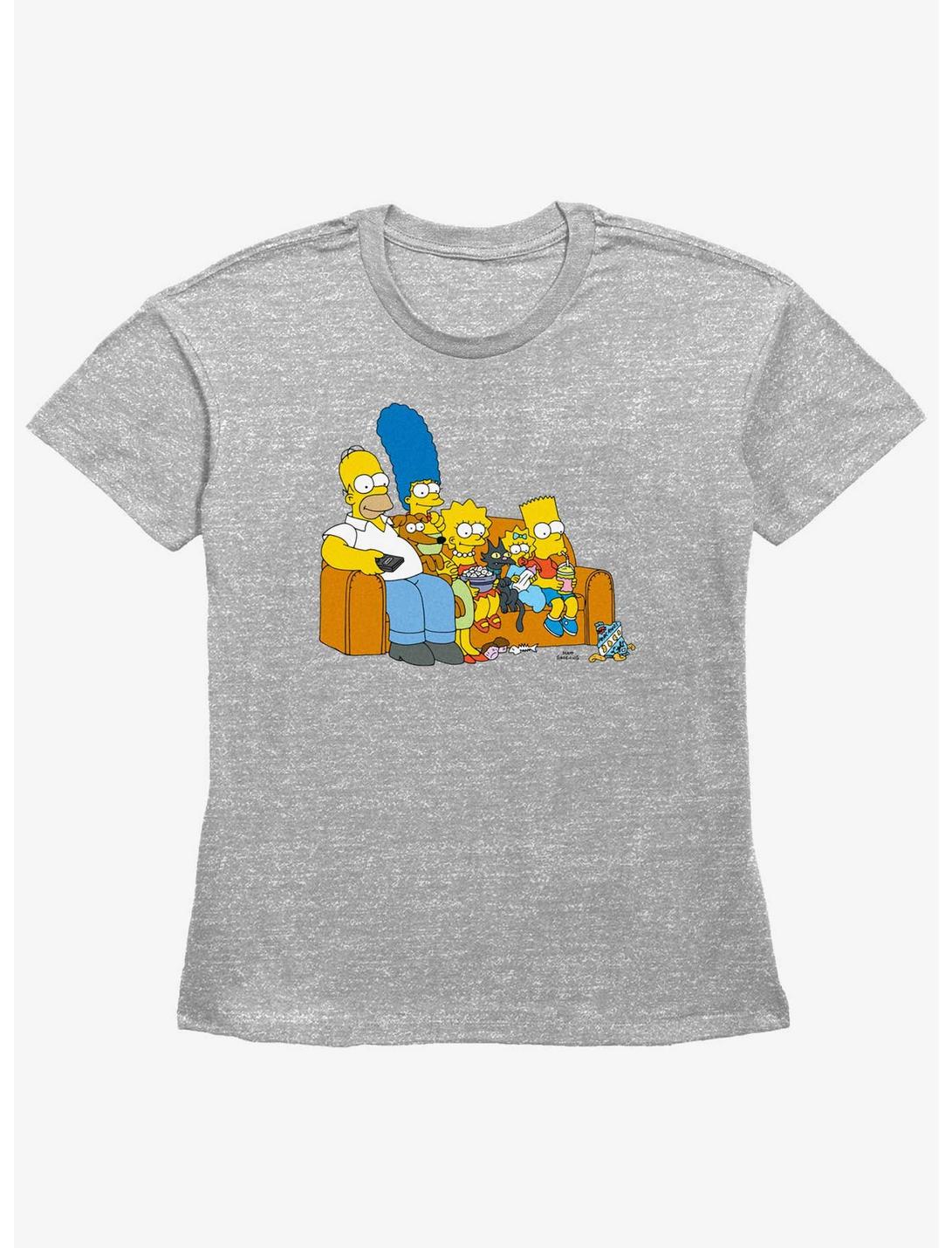The Simpsons Family Couch Womens Straight Fit T-Shirt, HEATHER GR, hi-res