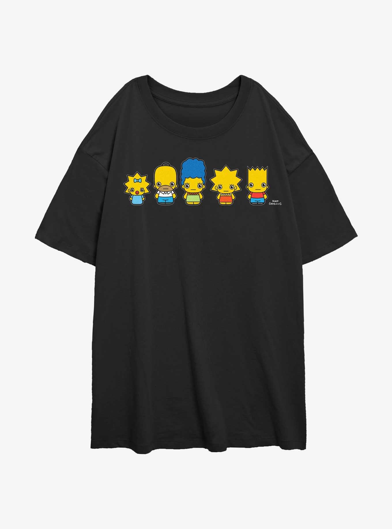 The Simpsons Chibi Lineup Womens Oversized T-Shirt, BLACK, hi-res
