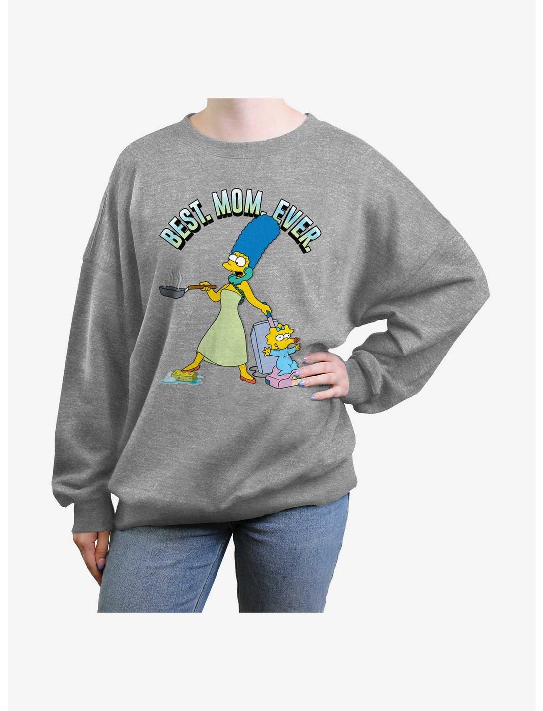 The Simpsons Best Mom Ever Womens Oversized Sweatshirt, HEATHER GR, hi-res