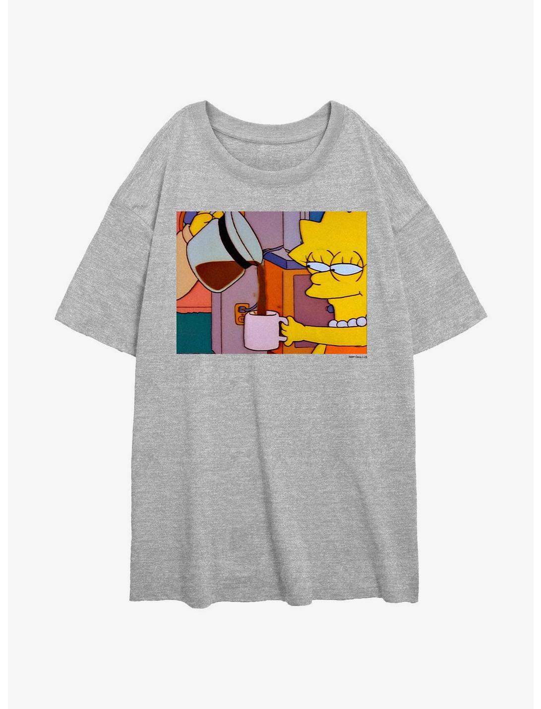The Simpsons Lisa Coffee Womens Oversized T-Shirt, ATH HTR, hi-res