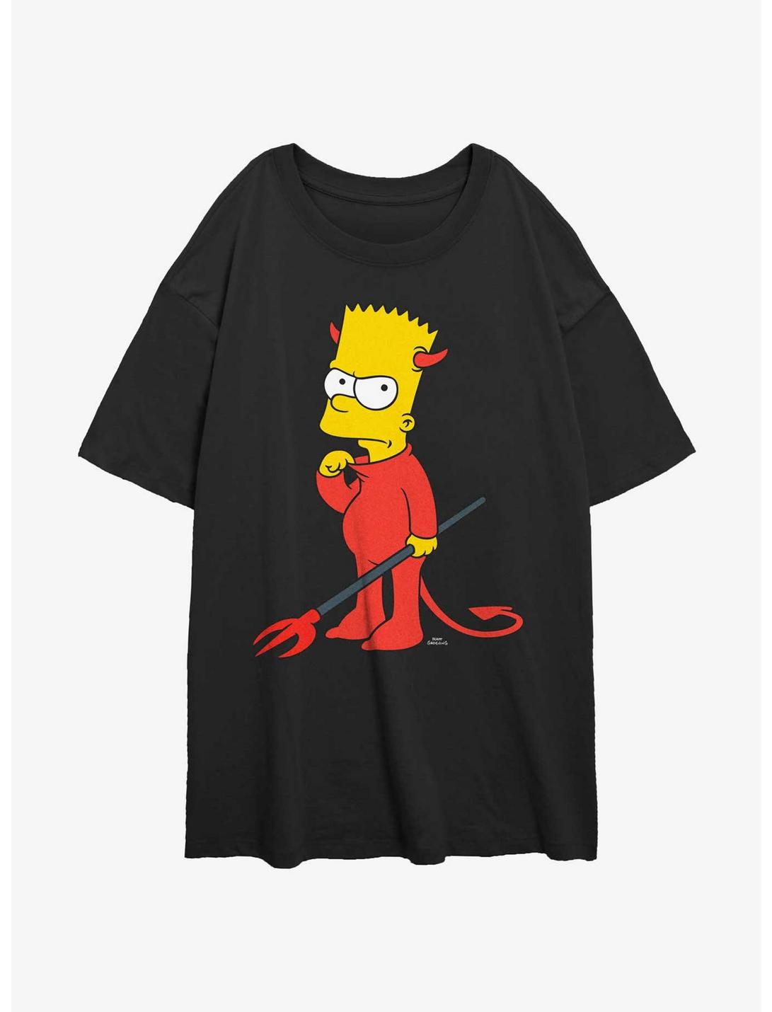 The Simpsons Devil Bart Womens Oversized T-Shirt, BLACK, hi-res
