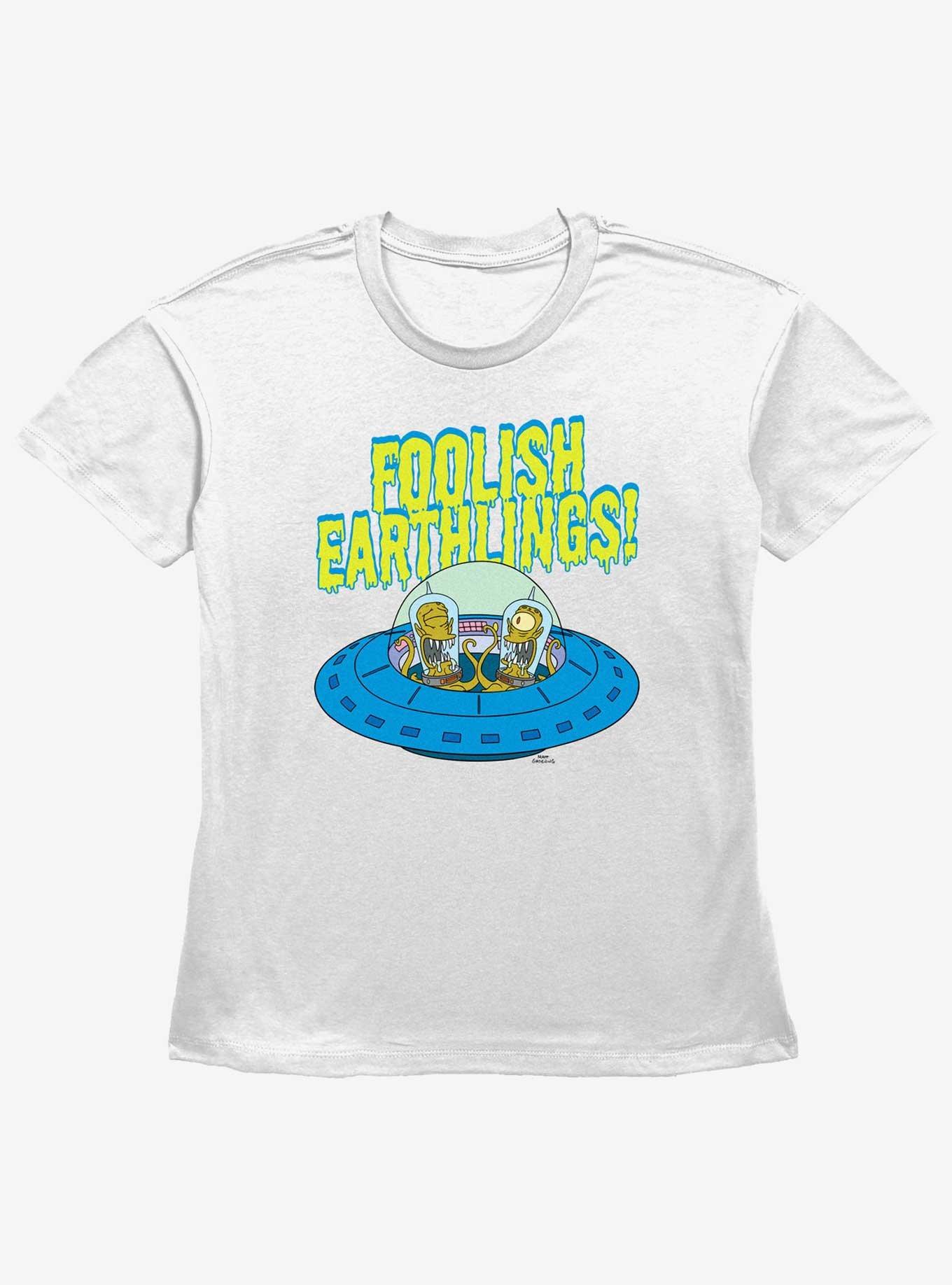 The Simpsons Foolish Earthlings Womens Straight Fit T-Shirt, WHITE, hi-res