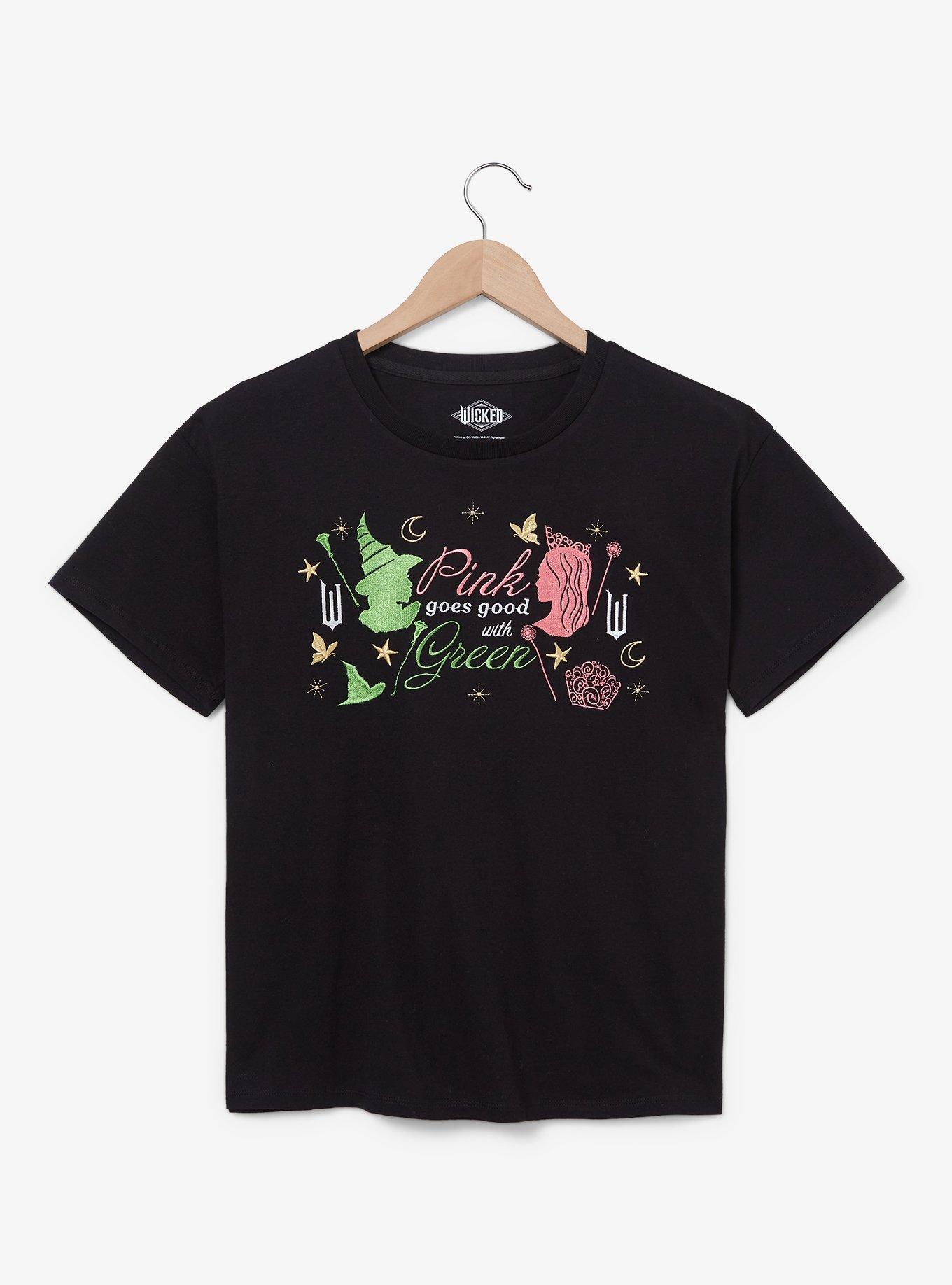 Wicked Glinda & Elphaba Icon Silhouettes Women's T-Shirt - BoxLunch Exclusive, BLACK, hi-res