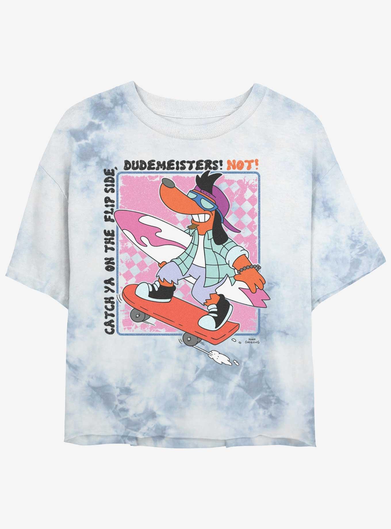 The Simpsons Poochie Dudemeisters Tie-Dye Womens Crop T-Shirt, WHITEBLUE, hi-res