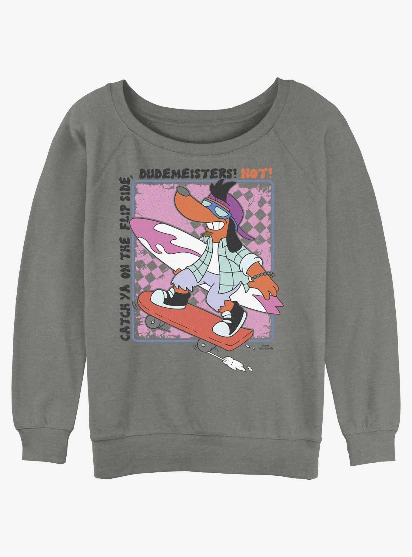 The Simpsons Poochie Dudemeisters Womens Slouchy Sweatshirt, GRAY HTR, hi-res