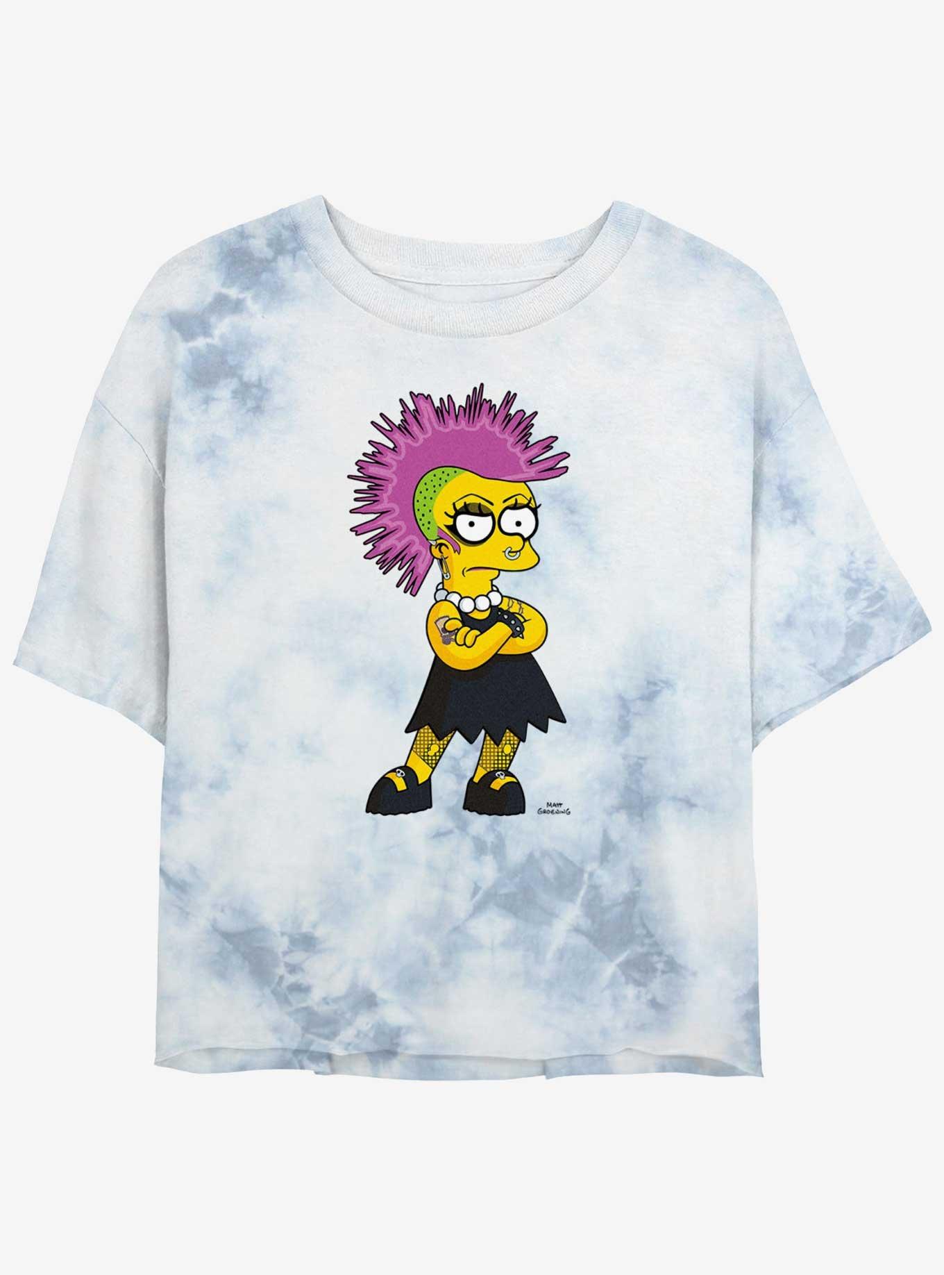 The Simpsons Punk Lisa Tie-Dye Womens Crop T-Shirt, WHITEBLUE, hi-res