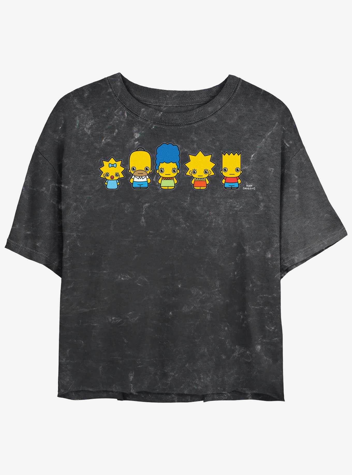 The Simpsons Chibi Lineup Mineral Wash Womens Crop T-Shirt, , hi-res