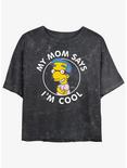 The Simpsons Milhouse Is Cool Mineral Wash Womens Crop T-Shirt, BLACK, hi-res