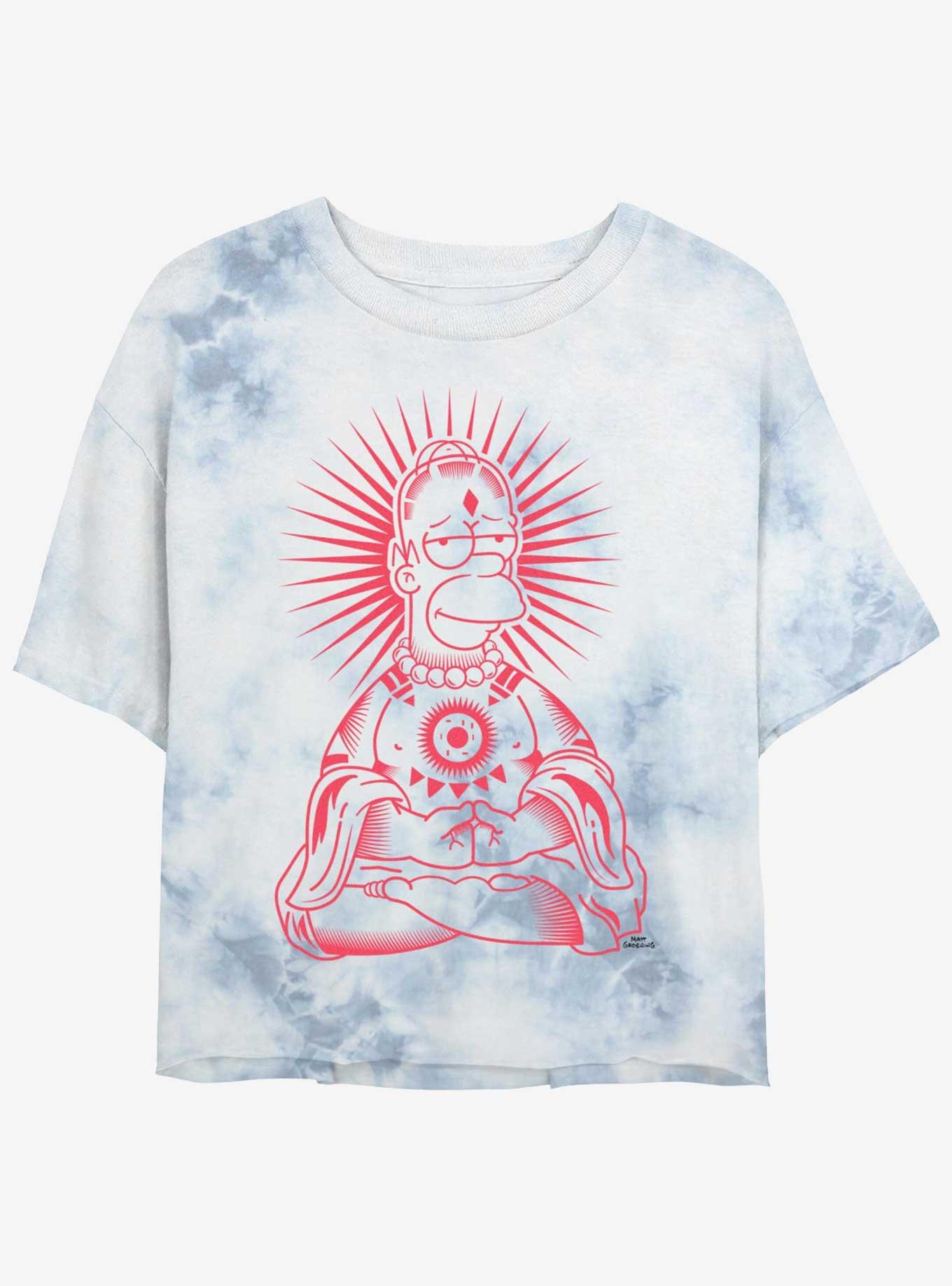 The Simpsons Zen Homer Tie-Dye Womens Crop T-Shirt, WHITEBLUE, hi-res