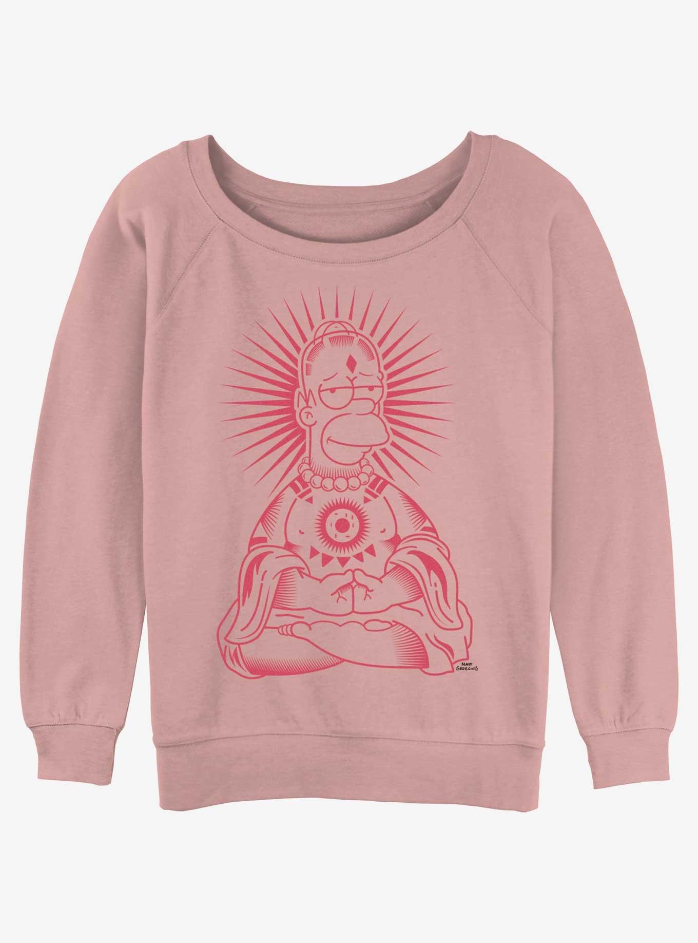 The Simpsons Zen Homer Womens Slouchy Sweatshirt, DESERTPNK, hi-res