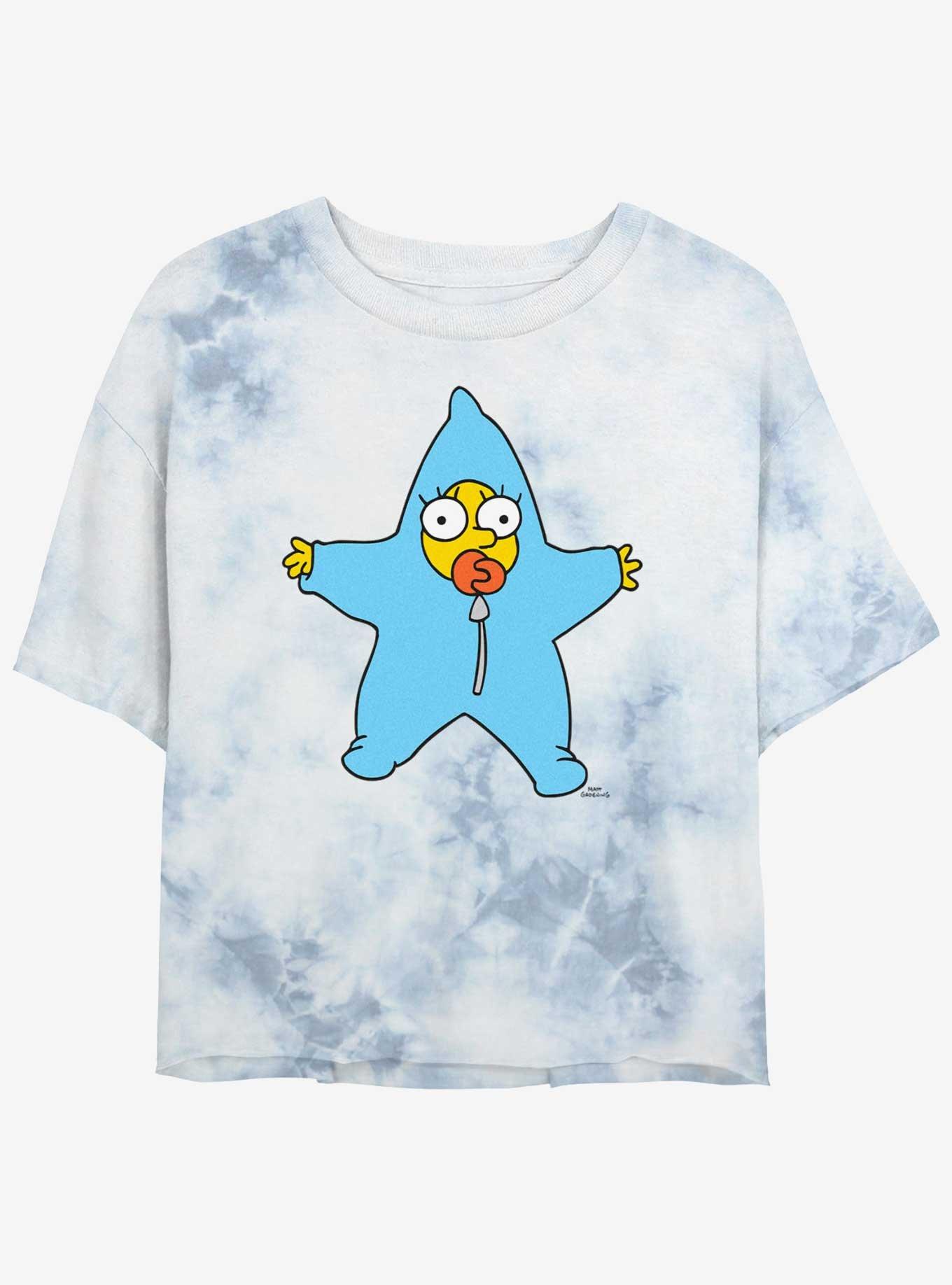 The Simpsons Maggie Star Snow Suit Tie-Dye Womens Crop T-Shirt, WHITEBLUE, hi-res