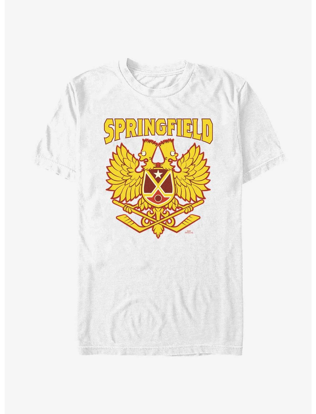 The Simpsons Bart Springfield Hockey Crest T-Shirt, WHITE, hi-res