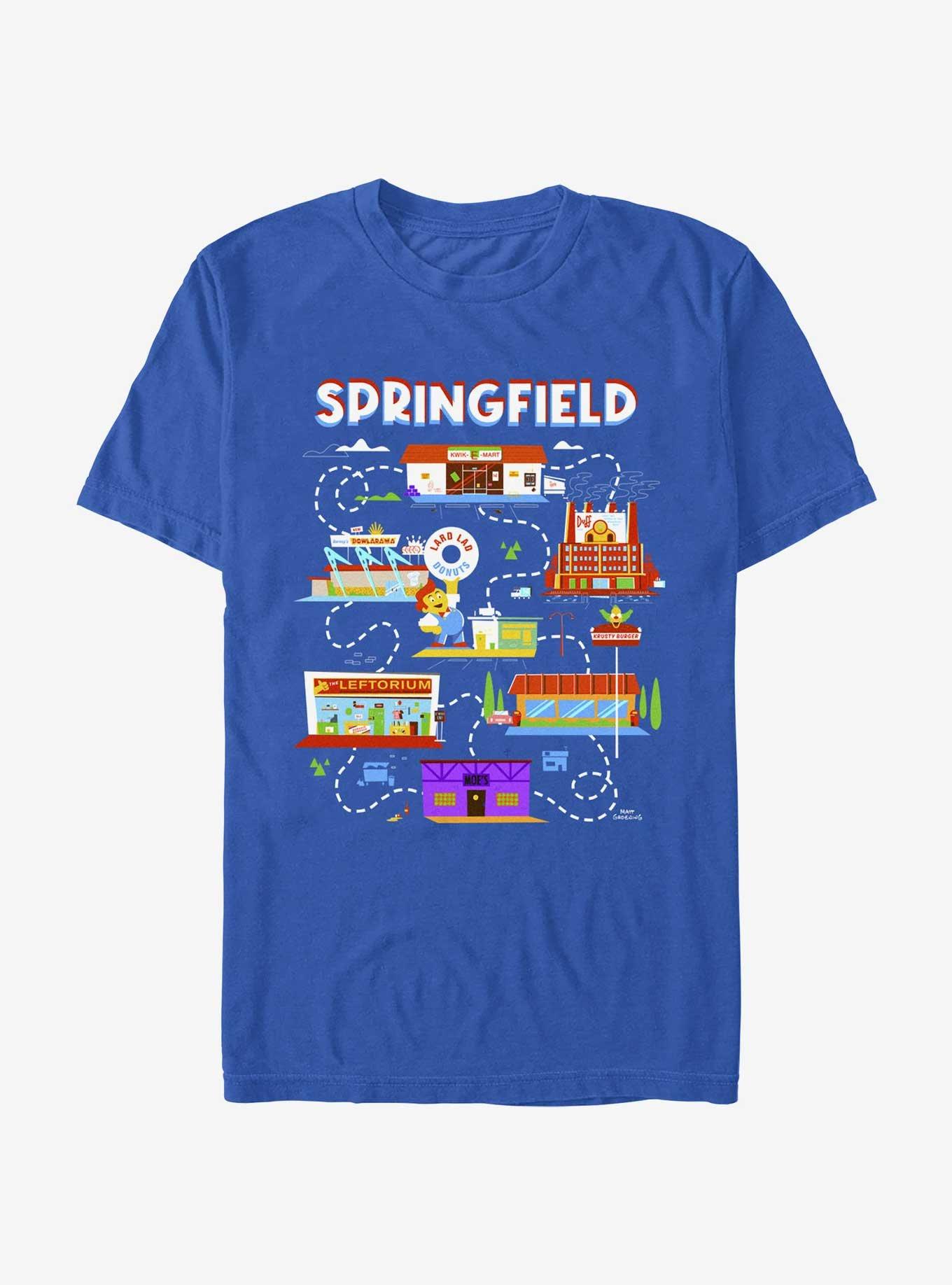 The Simpsons Springfield Map T-Shirt, ROYAL, hi-res