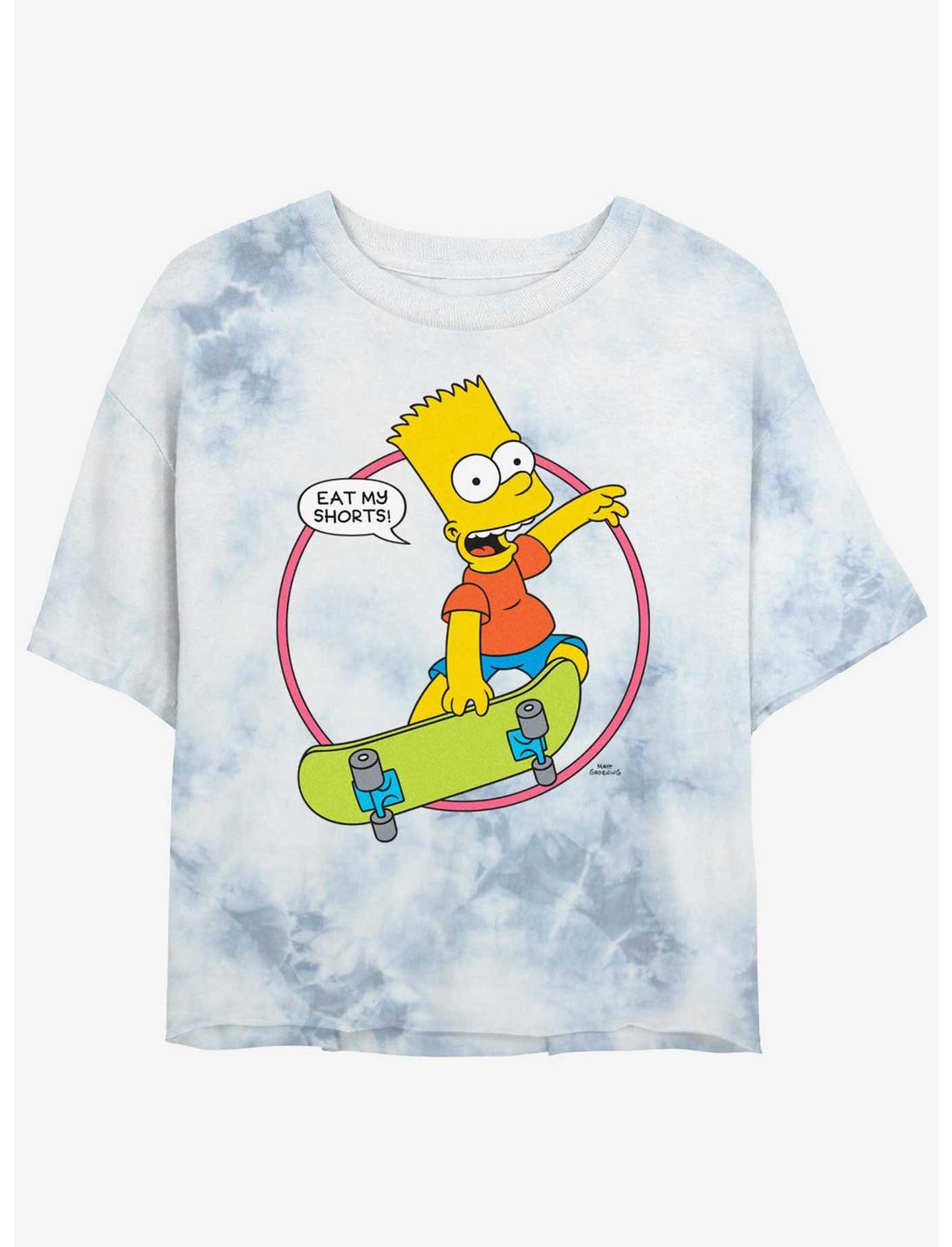 The Simpsons Bart Eat My Shorts Tie-Dye Womens Crop T-Shirt, WHITEBLUE, hi-res
