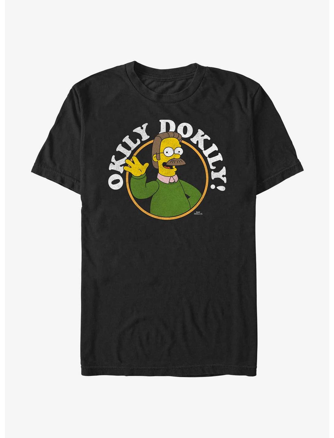 The Simpsons Okily Dokily Ned Flanders T-Shirt, BLACK, hi-res