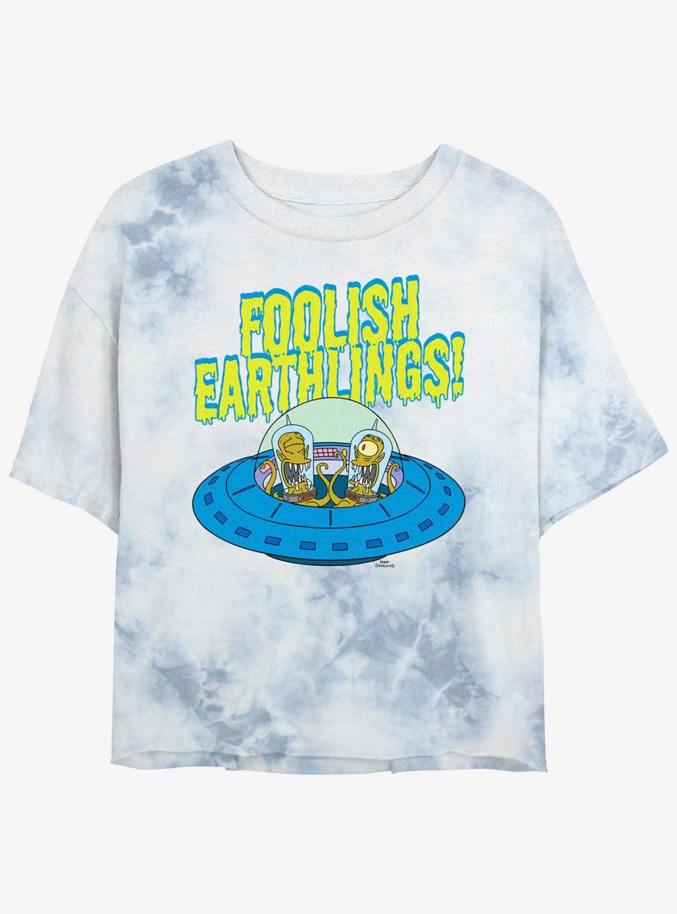 The Simpsons Foolish Earthlings Tie-Dye Womens Crop T-Shirt, , hi-res