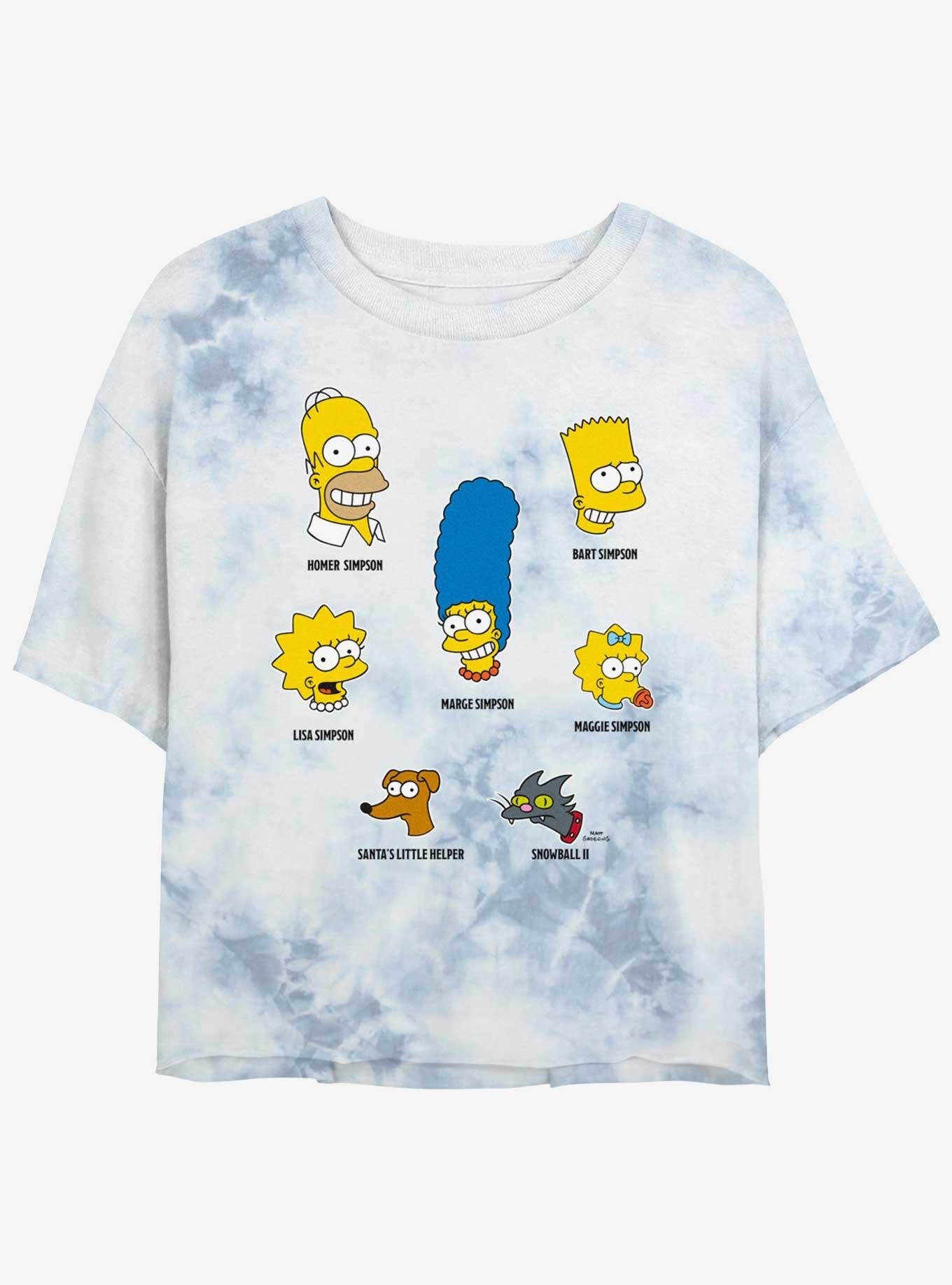 The Simpsons Family Faces Tie-Dye Womens Crop T-Shirt, WHITEBLUE, hi-res