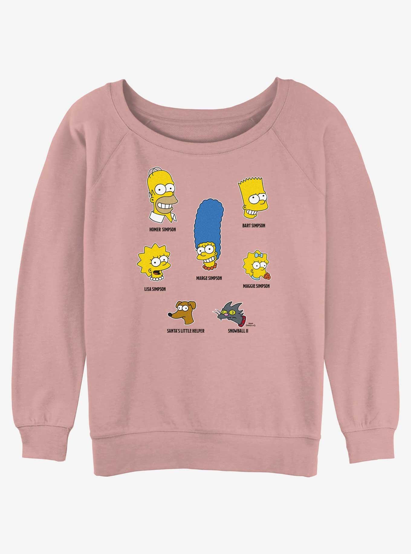 The Simpsons Family Faces Womens Slouchy Sweatshirt, DESERTPNK, hi-res