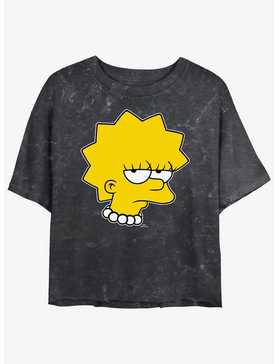 The Simpsons Unamused Lisa Mineral Wash Womens Crop T-Shirt, , hi-res