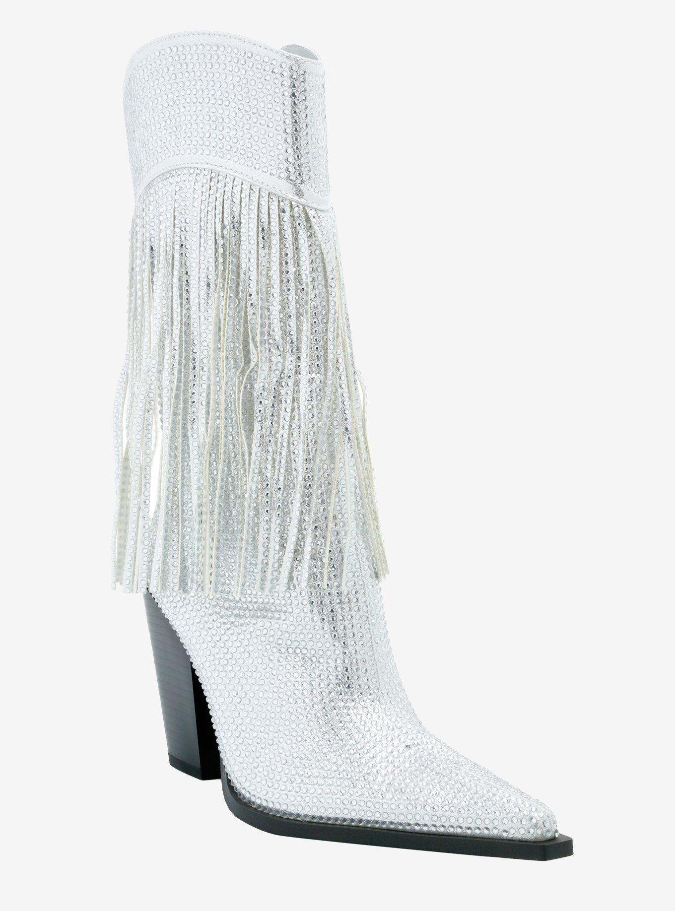 Azalea Wang Rhinestones Fringe Cowgirl Boots, , hi-res