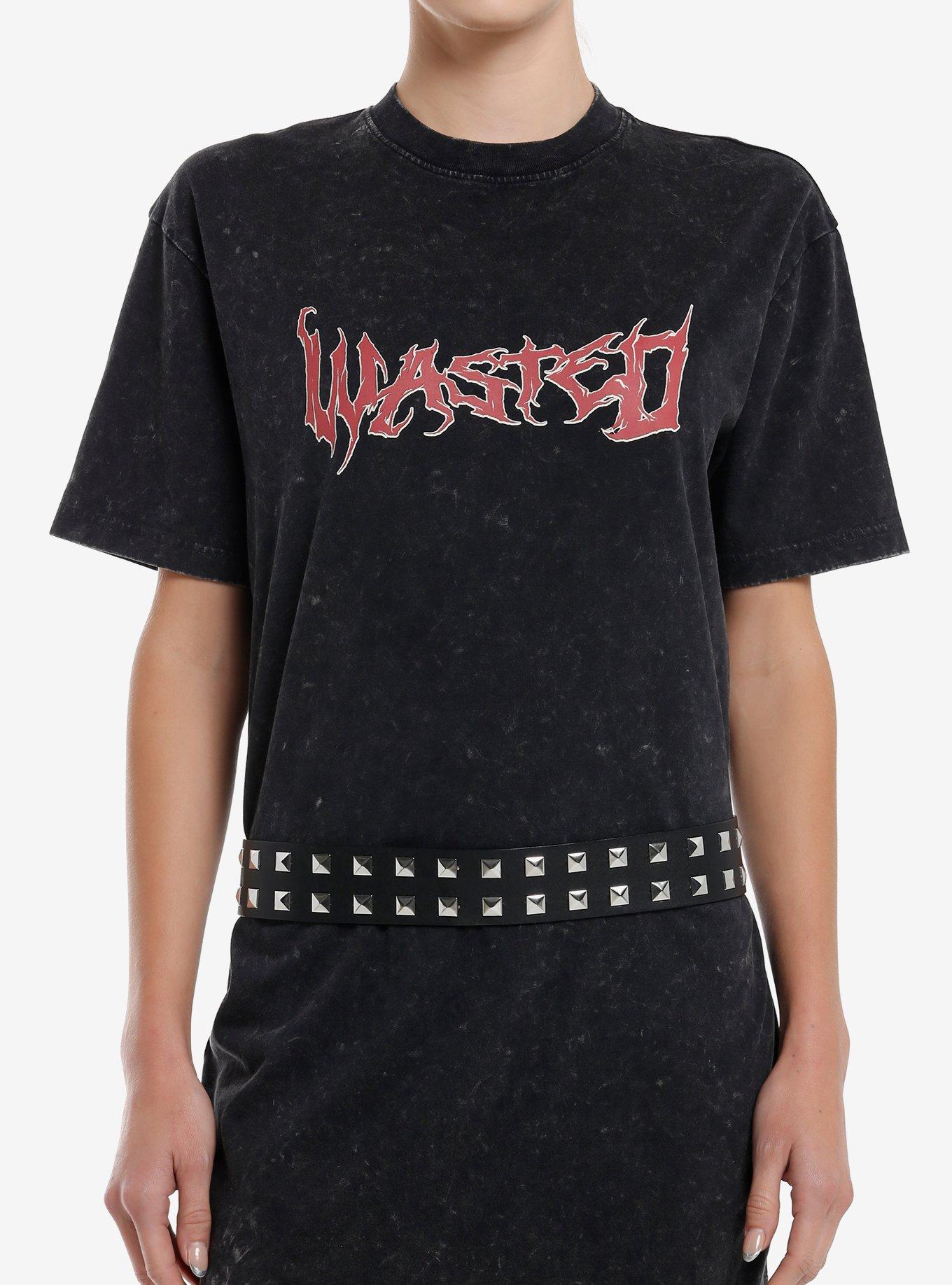 SOCIALCOLLISION Social Collision Wasted Dark Wash Girls Oversized T-Shirt