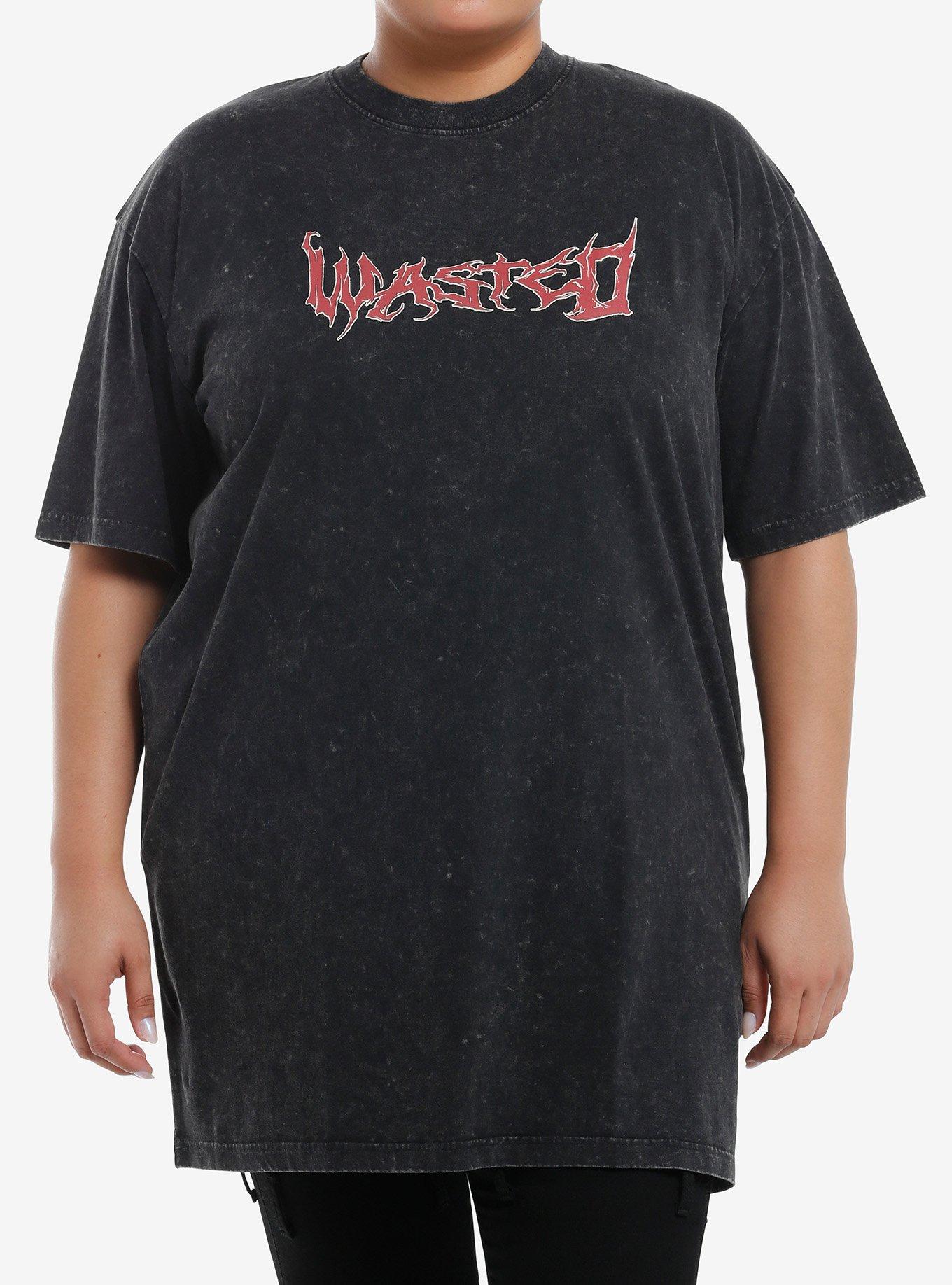 Social Collision Wasted Dark Wash Girls Oversized T-Shirt Plus Size, , hi-res