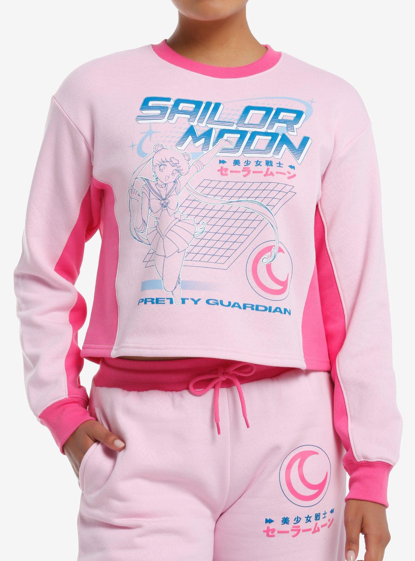 Pretty Guardian Sailor Moon Color-Block Girls Crop Sweatshirt, , hi-res