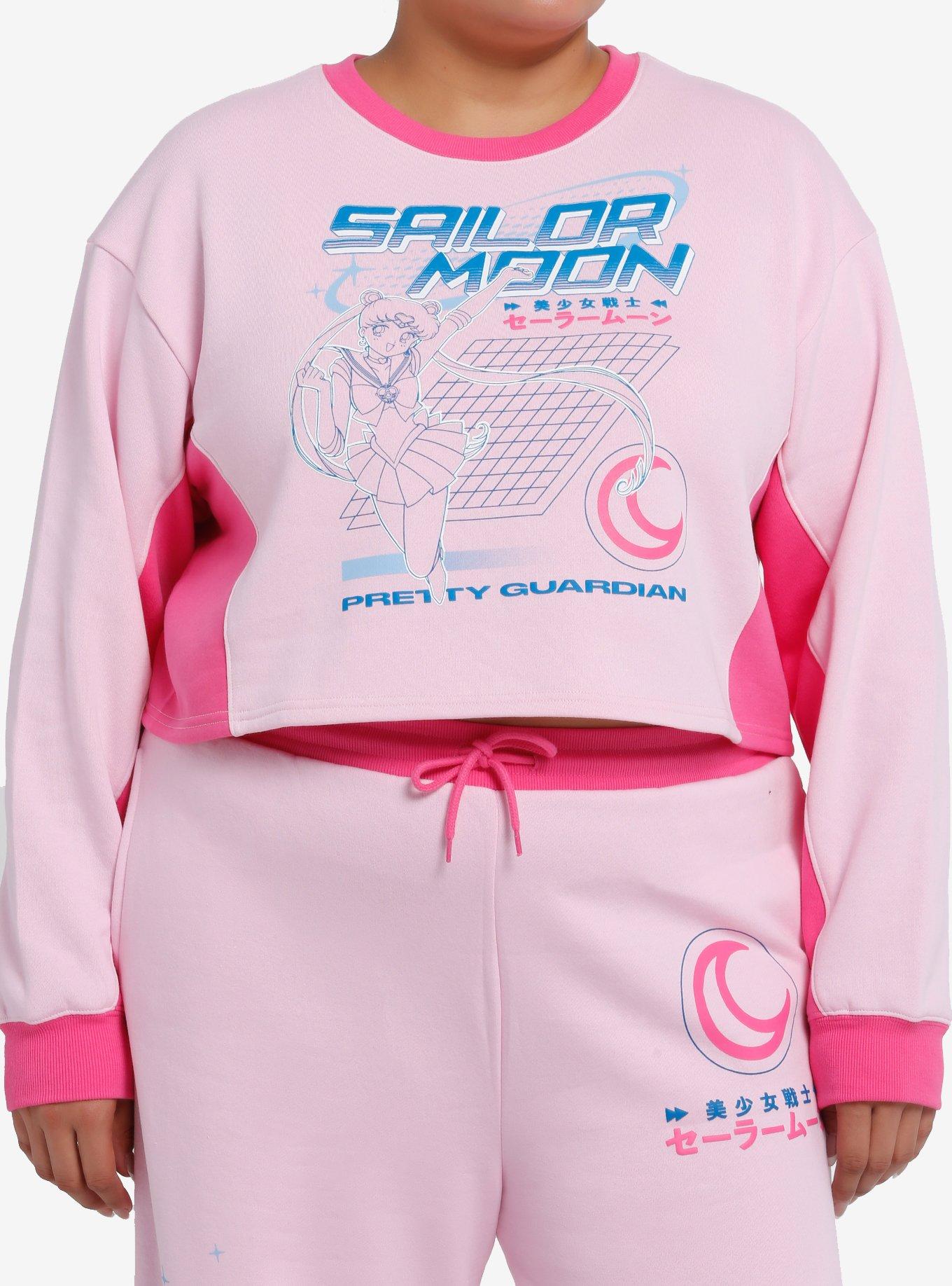 Pretty Guardian Sailor Moon Color-Block Girls Crop Sweatshirt Plus Size, , hi-res