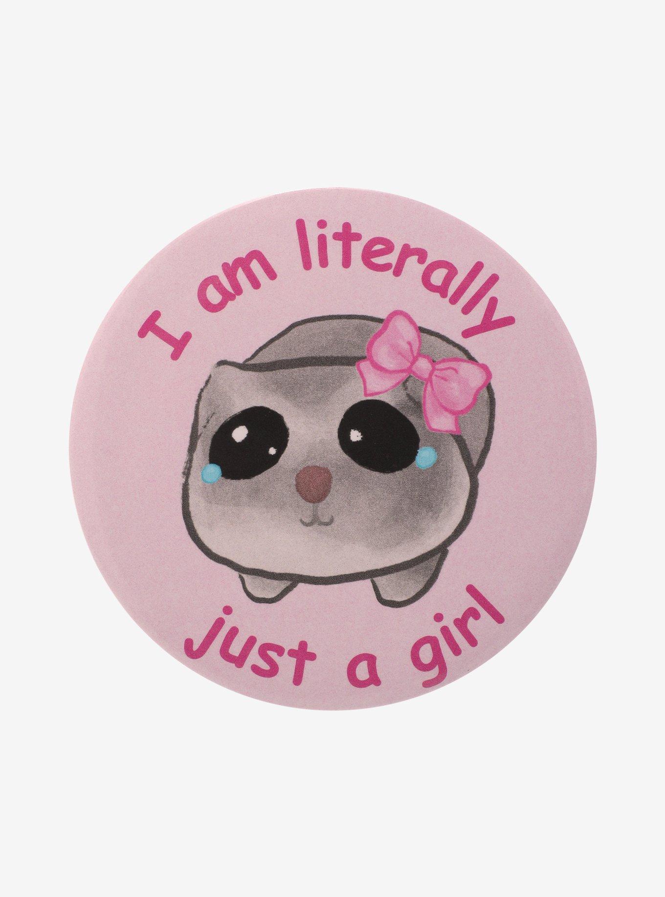 Just A Girl Crying Hamster 3 Inch Button, , hi-res