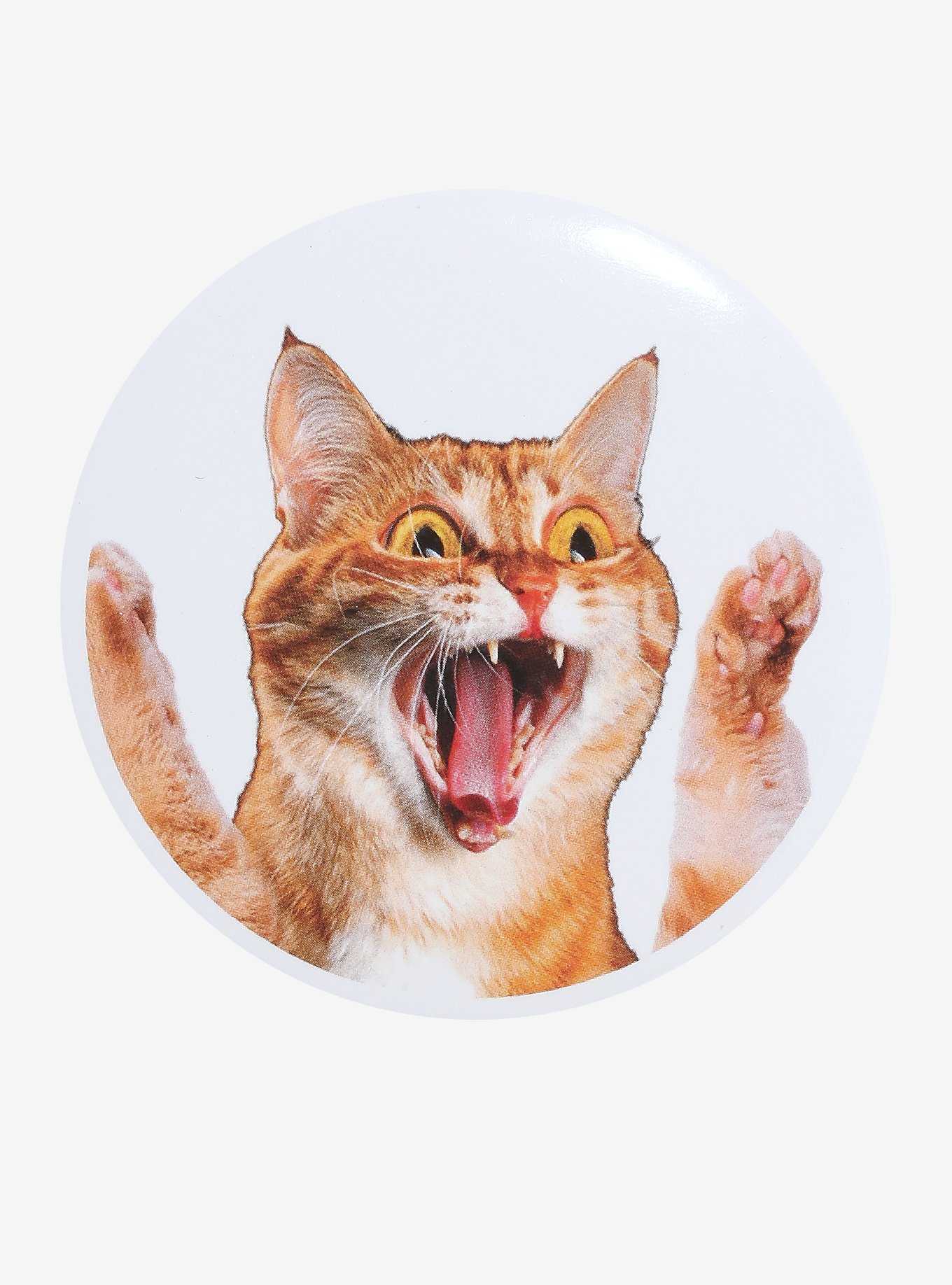 Shocked Orange Cat 3 Inch Button, , hi-res