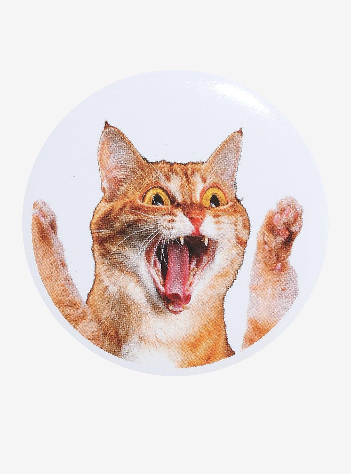 Shocked Orange Cat 3 Inch Button, , hi-res