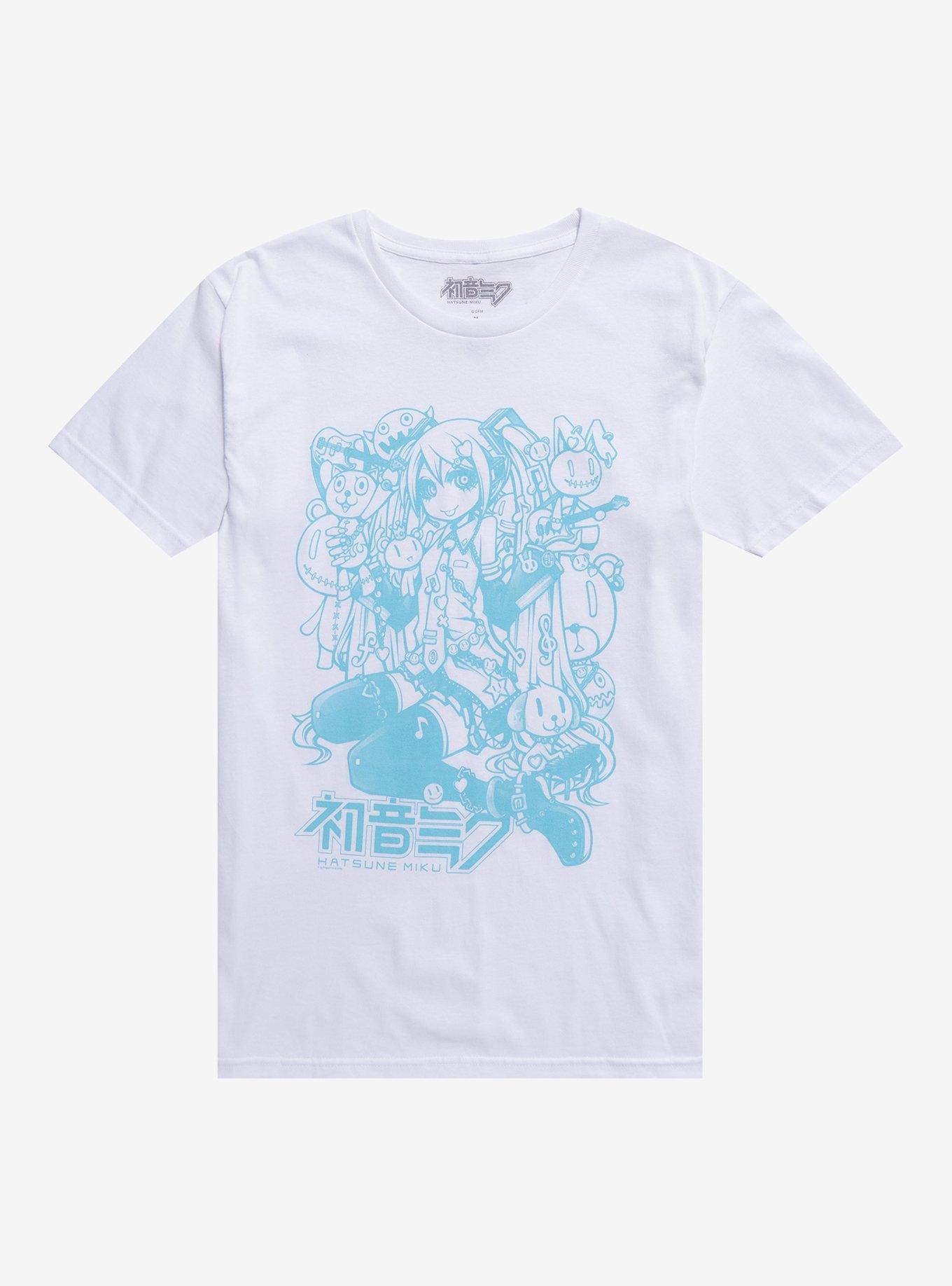 Hatsune Miku Blue Line Art T-Shirt, BLACK, hi-res