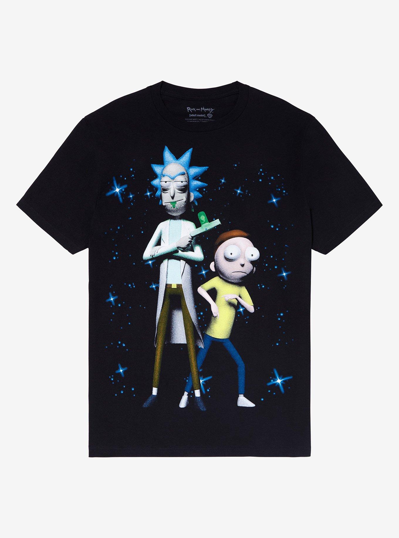 Rick And Morty Duo Stars T-Shirt, BLACK, hi-res