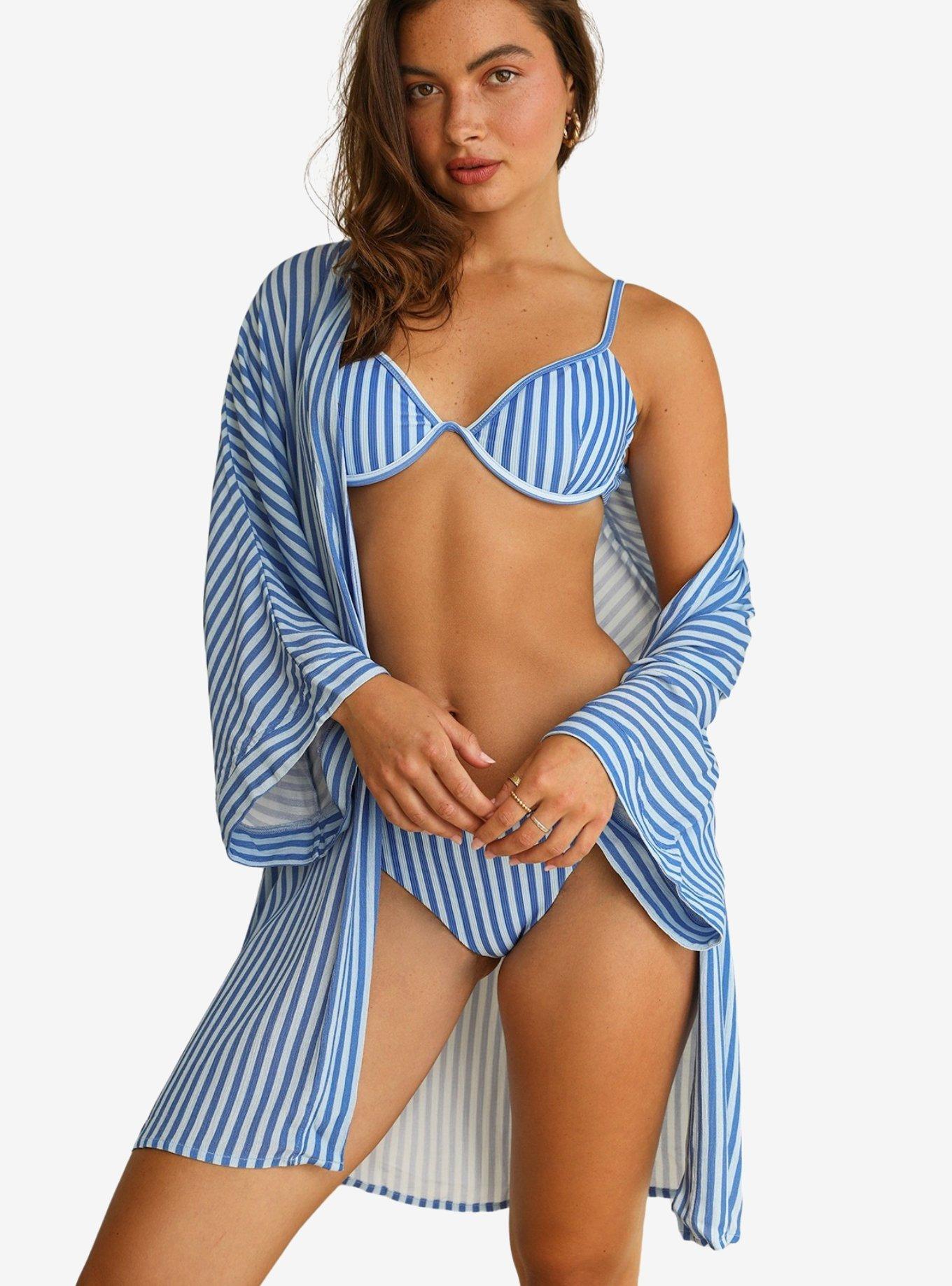 Dippin' Daisy's Marilyn Swim Cover-Up Robe Nantucket, BLUE STRIPE, hi-res