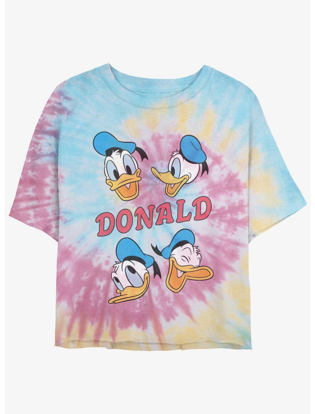 Disney Donald Duck Four Donalds Womens Tie-Dye Crop T-Shirt, BLUPNKLY, hi-res
