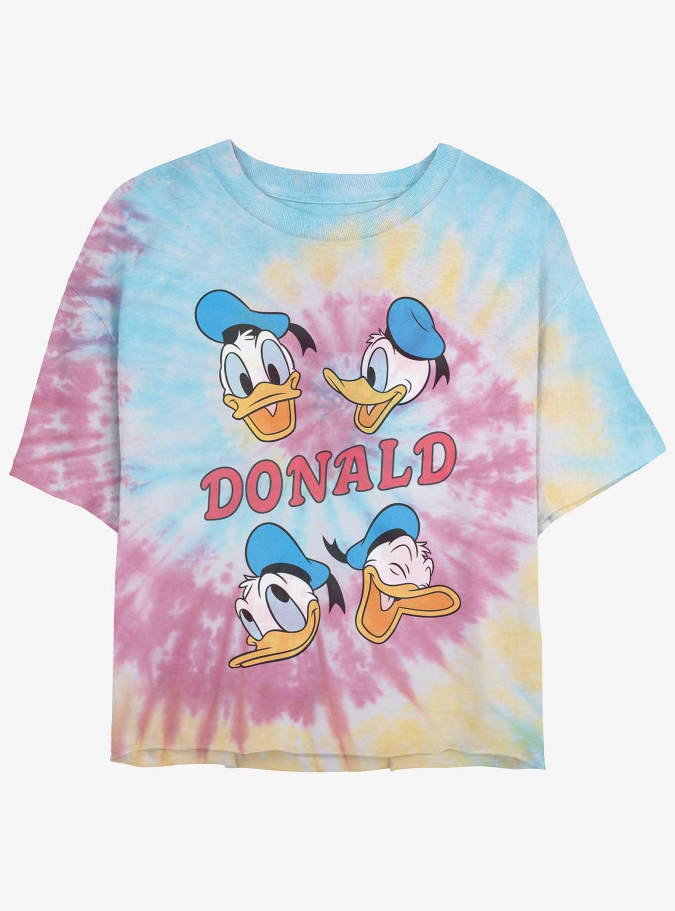 Disney Donald Duck Four Donalds Womens Tie-Dye Crop T-Shirt - MULTI | BoxLunch