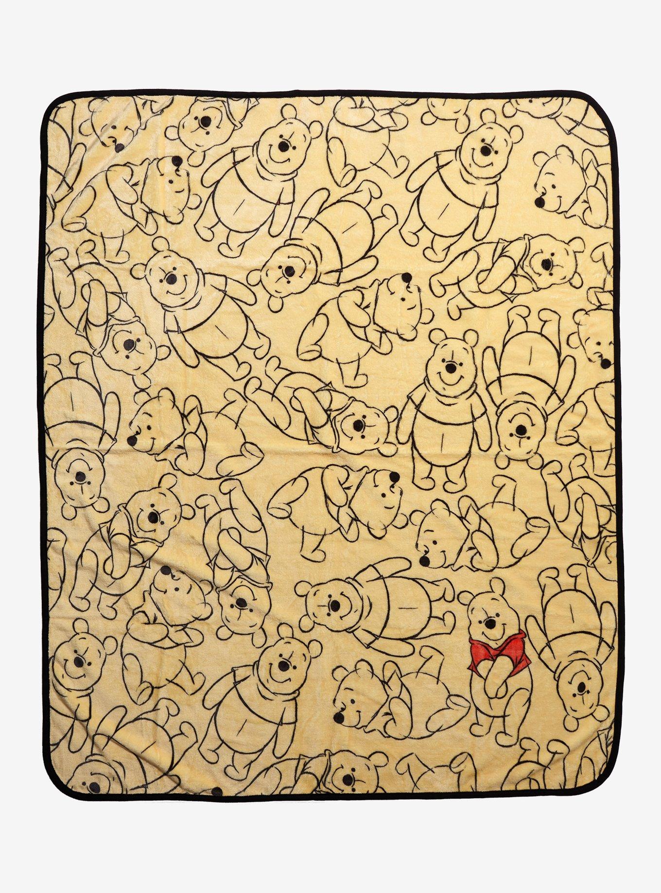 Disney Winnie the Pooh Sketch Pooh Bear Allover Print Fleece Throw - BoxLunch Exclusive, , hi-res