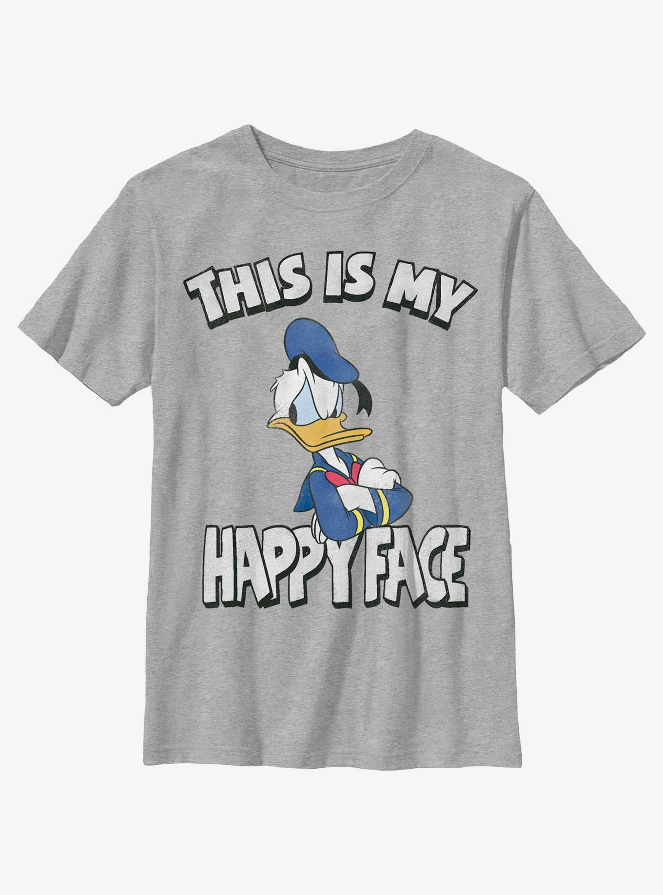 Disney Donald Duck This Is My Happy Face Youth T-Shirt, ATH HTR, hi-res