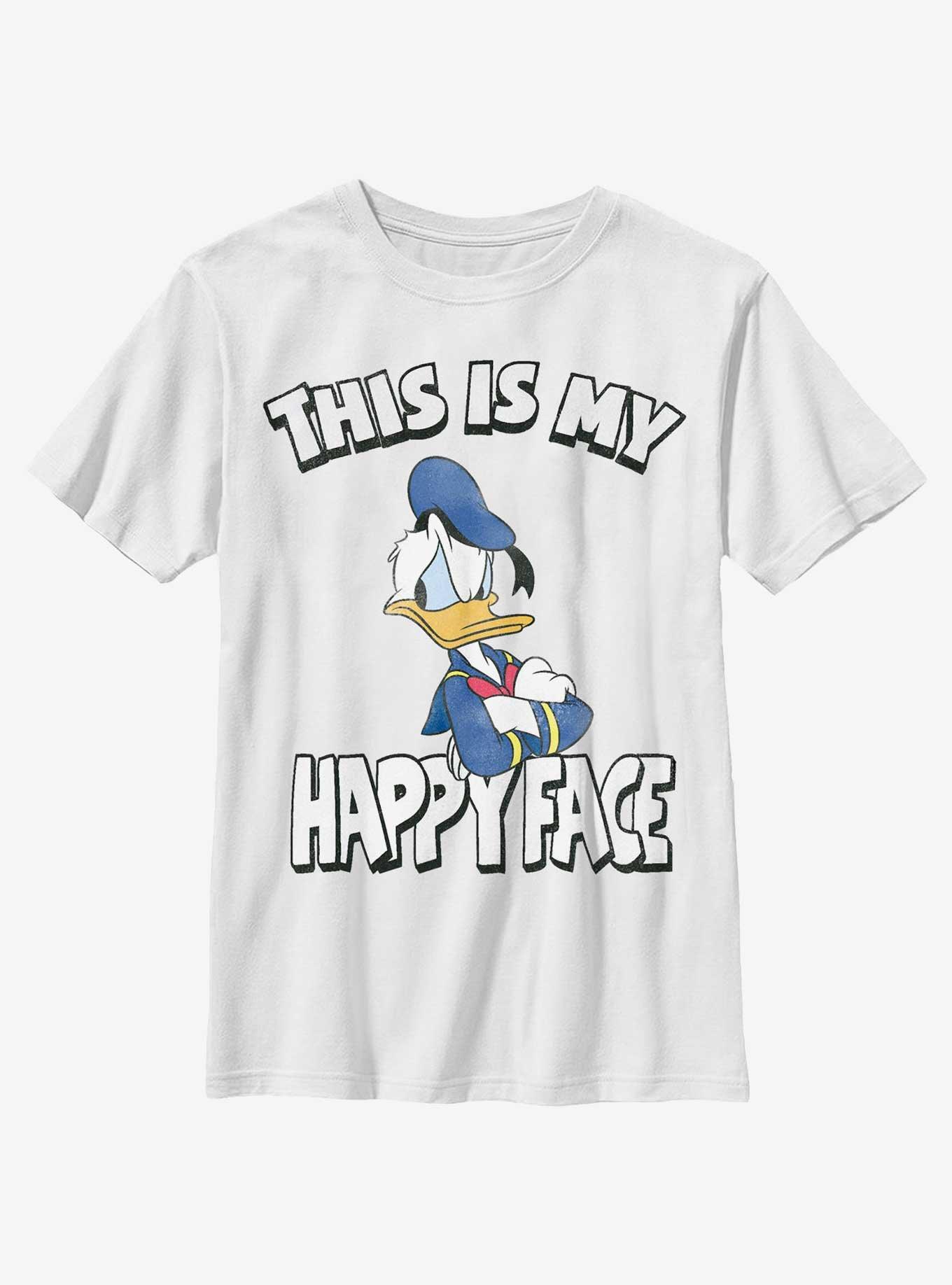 Disney Donald Duck This Is My Happy Face Youth T-Shirt, WHITE, hi-res